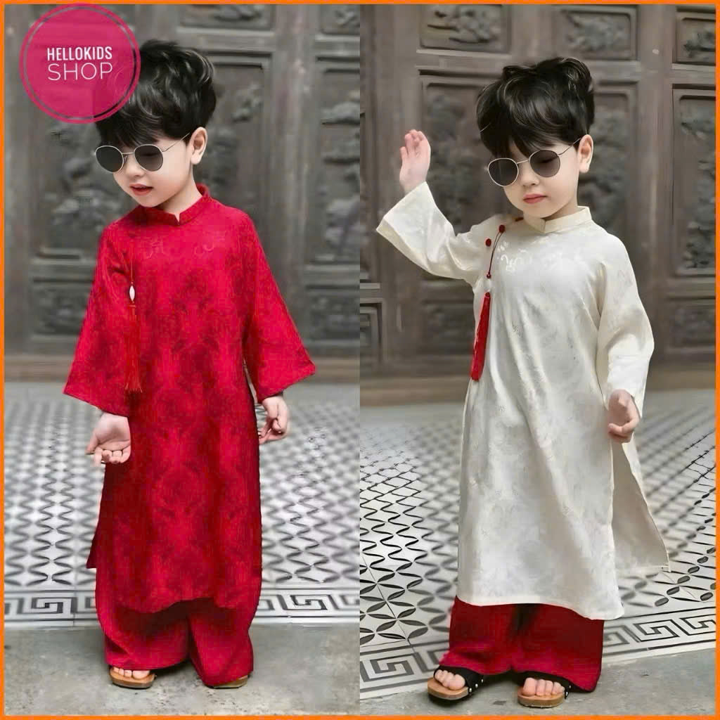 Bộ sưu tập áo dài Tết cho bé trai, bé gái