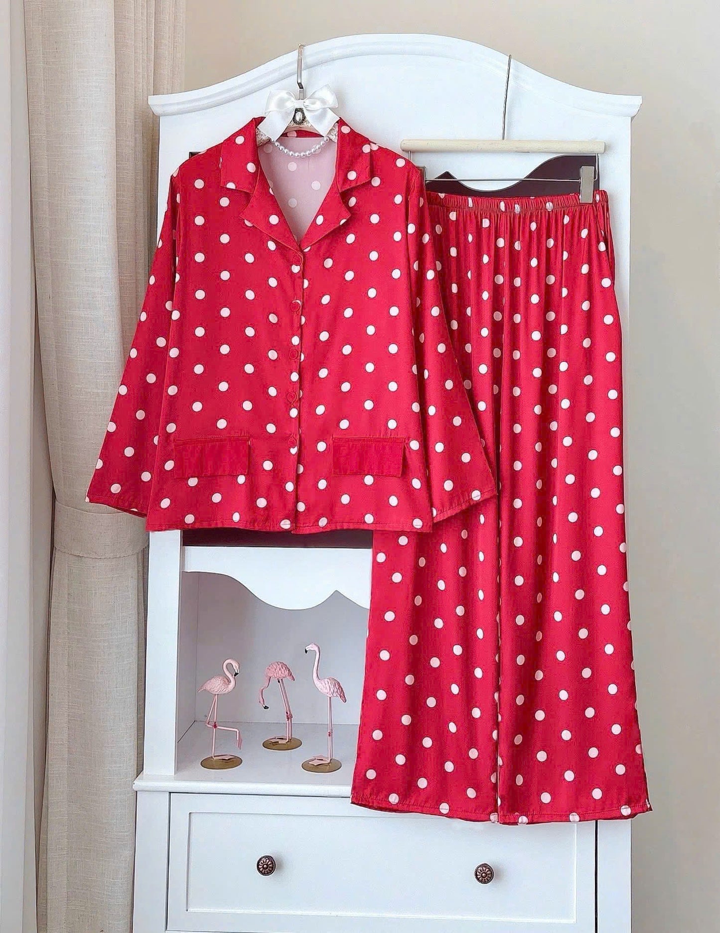 Bộ pijama cổ nhọn 2 nắp túi phối màu hot