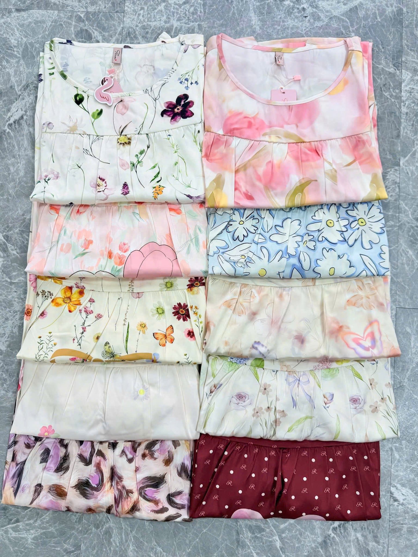 Bộ ngủ lững Flamingo cánh tiên 9 tấc hoạ tiết hoa new