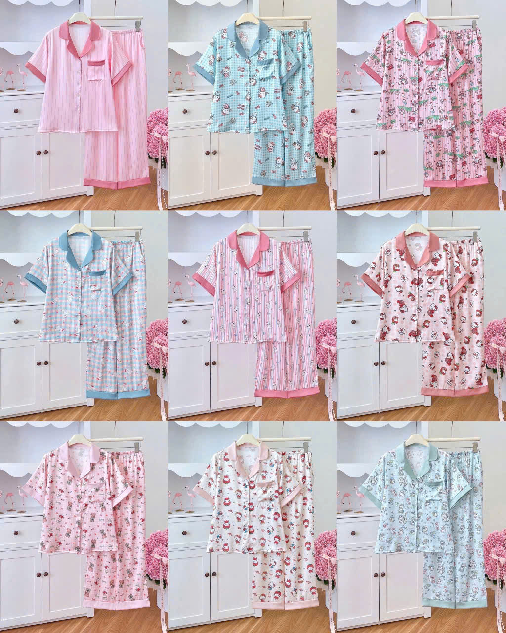 Bộ sưu tập pijama cao cấp áo tay ngắn quần dài latin
