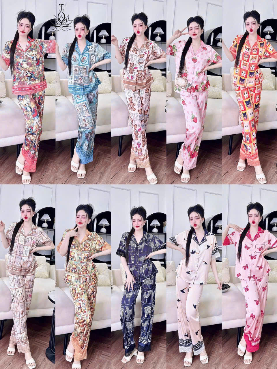Bộ sưu tập pijama cao cấp áo tay ngắn quần dài latin