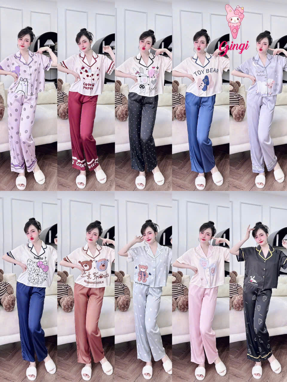Bộ sưu tập pijama cao cấp áo tay ngắn quần dài latin