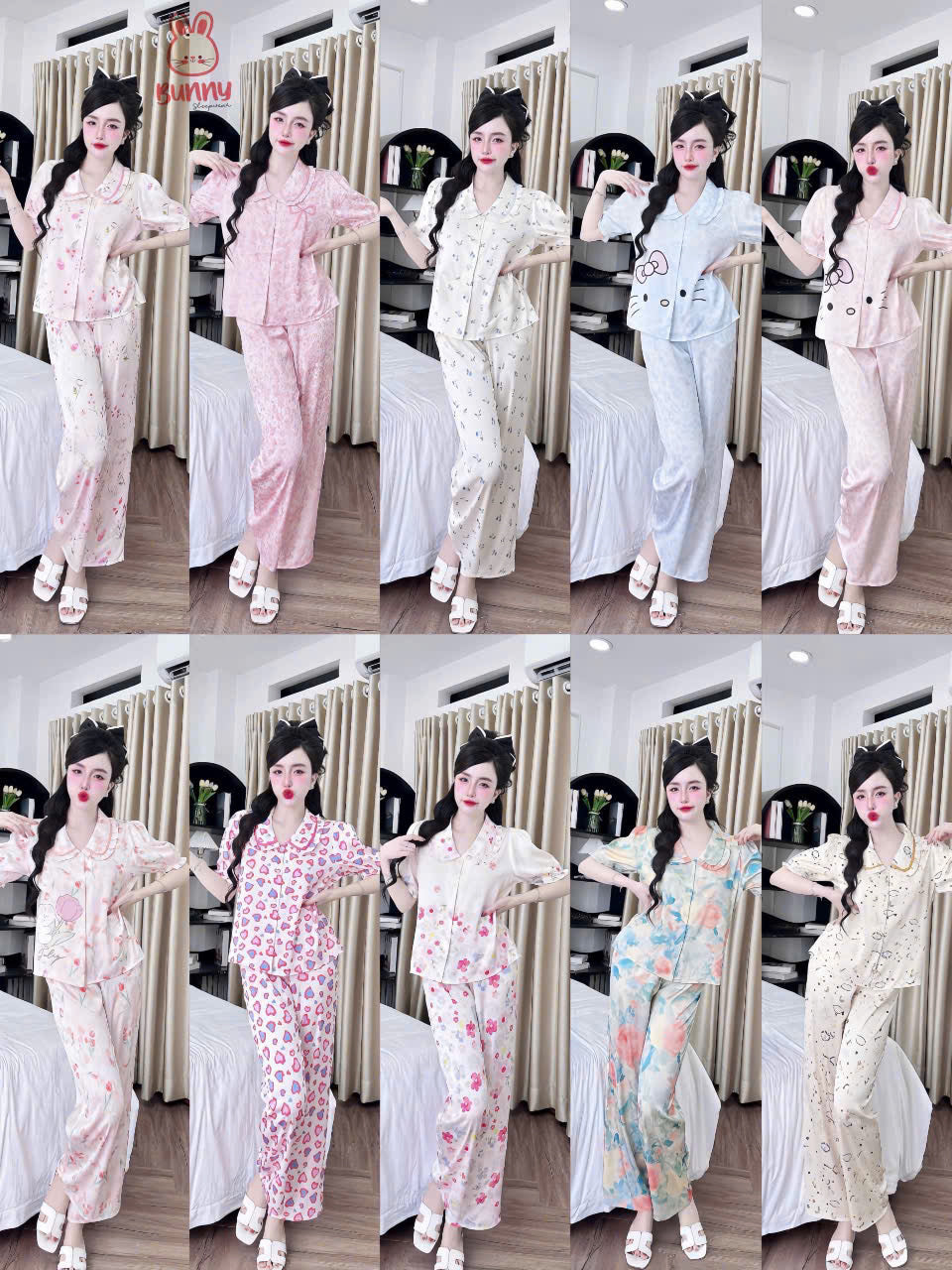 Bộ sưu tập pijama cao cấp áo tay ngắn quần dài latin