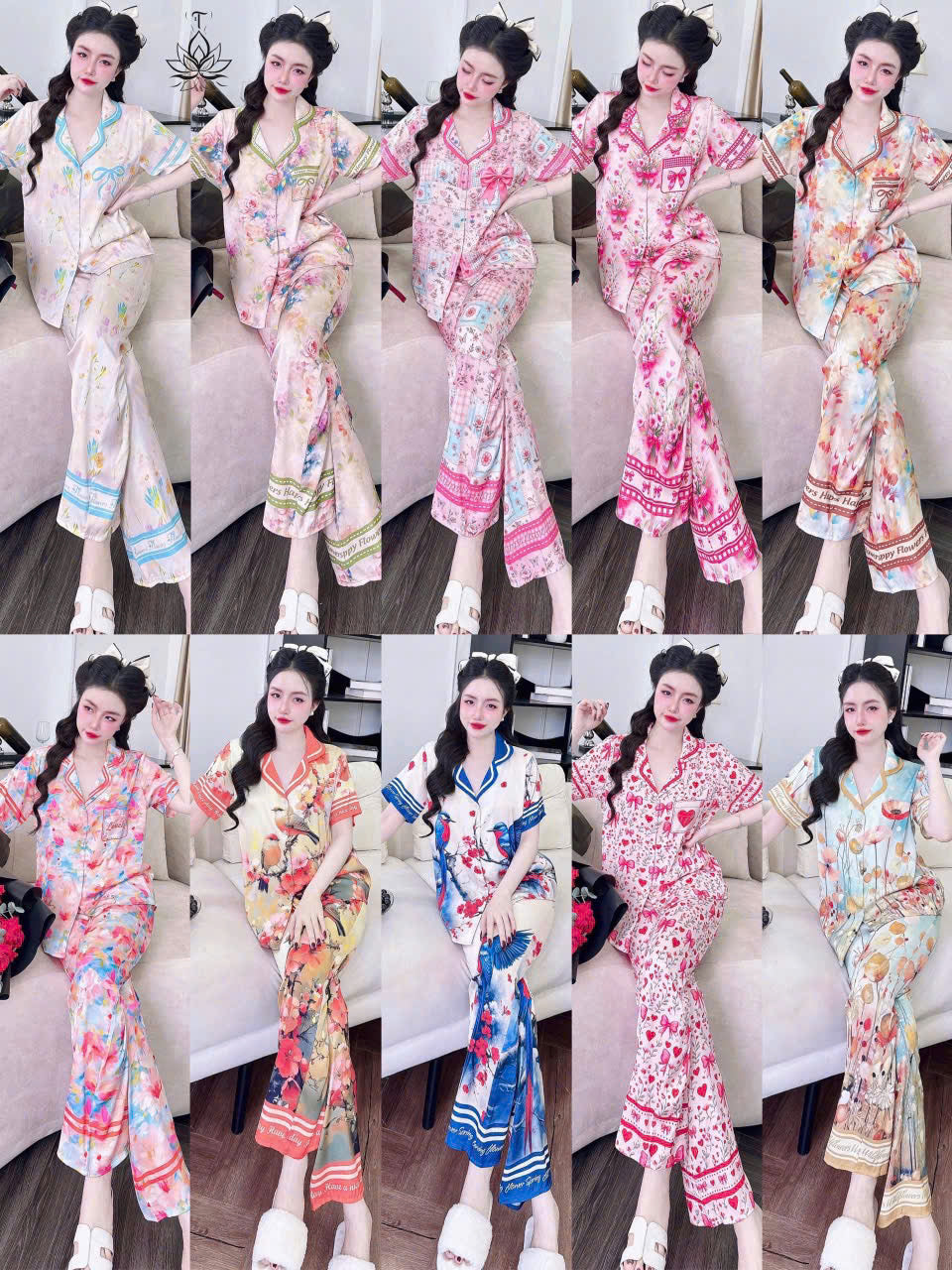 Bộ sưu tập pijama cao cấp áo tay ngắn quần dài latin