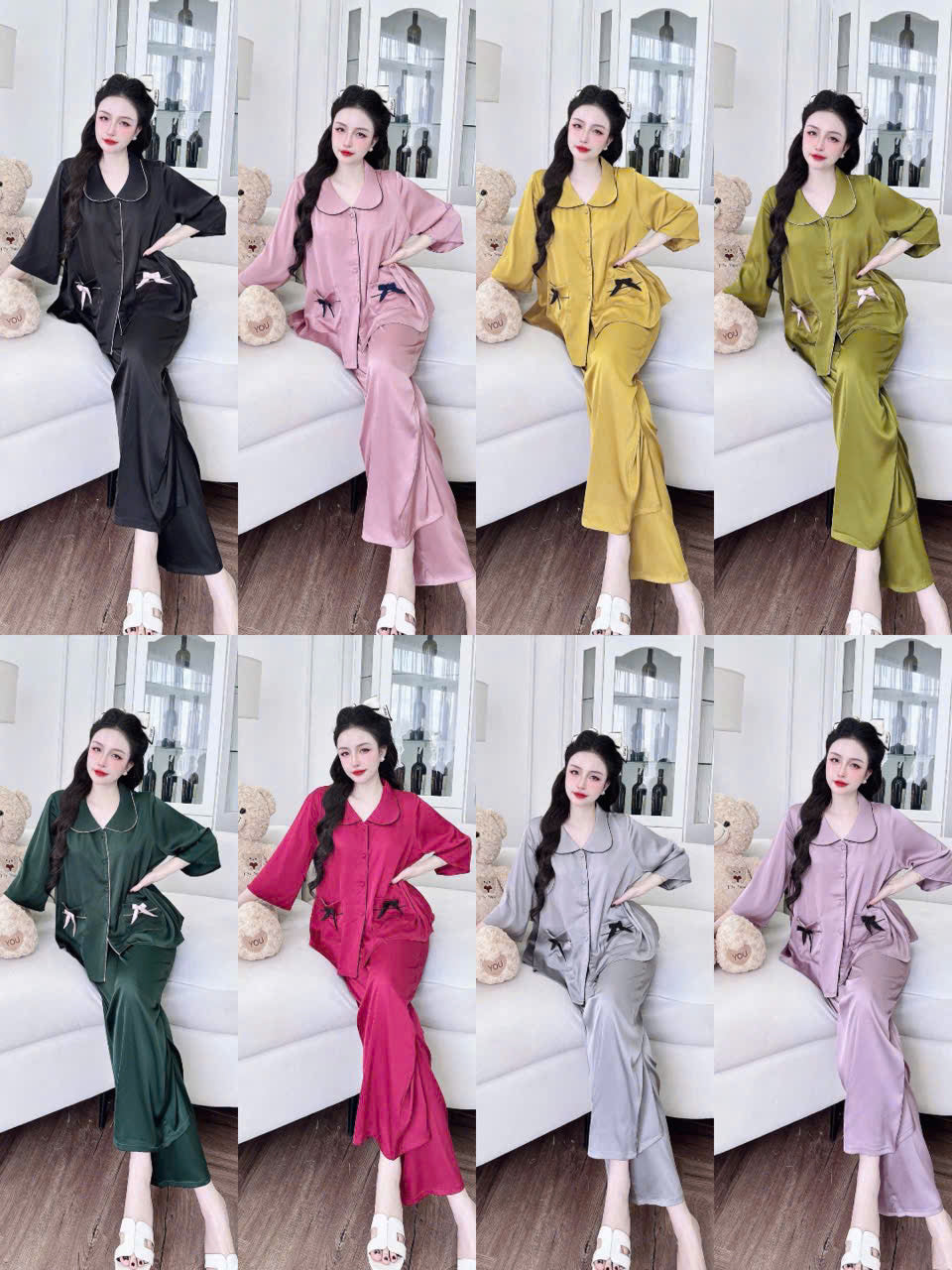 Bộ sưu tập pijama cao cấp áo tay ngắn quần dài latin