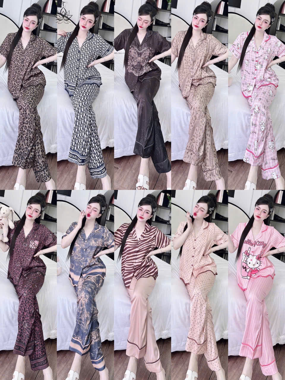 Bộ sưu tập pijama cao cấp áo tay ngắn quần dài latin