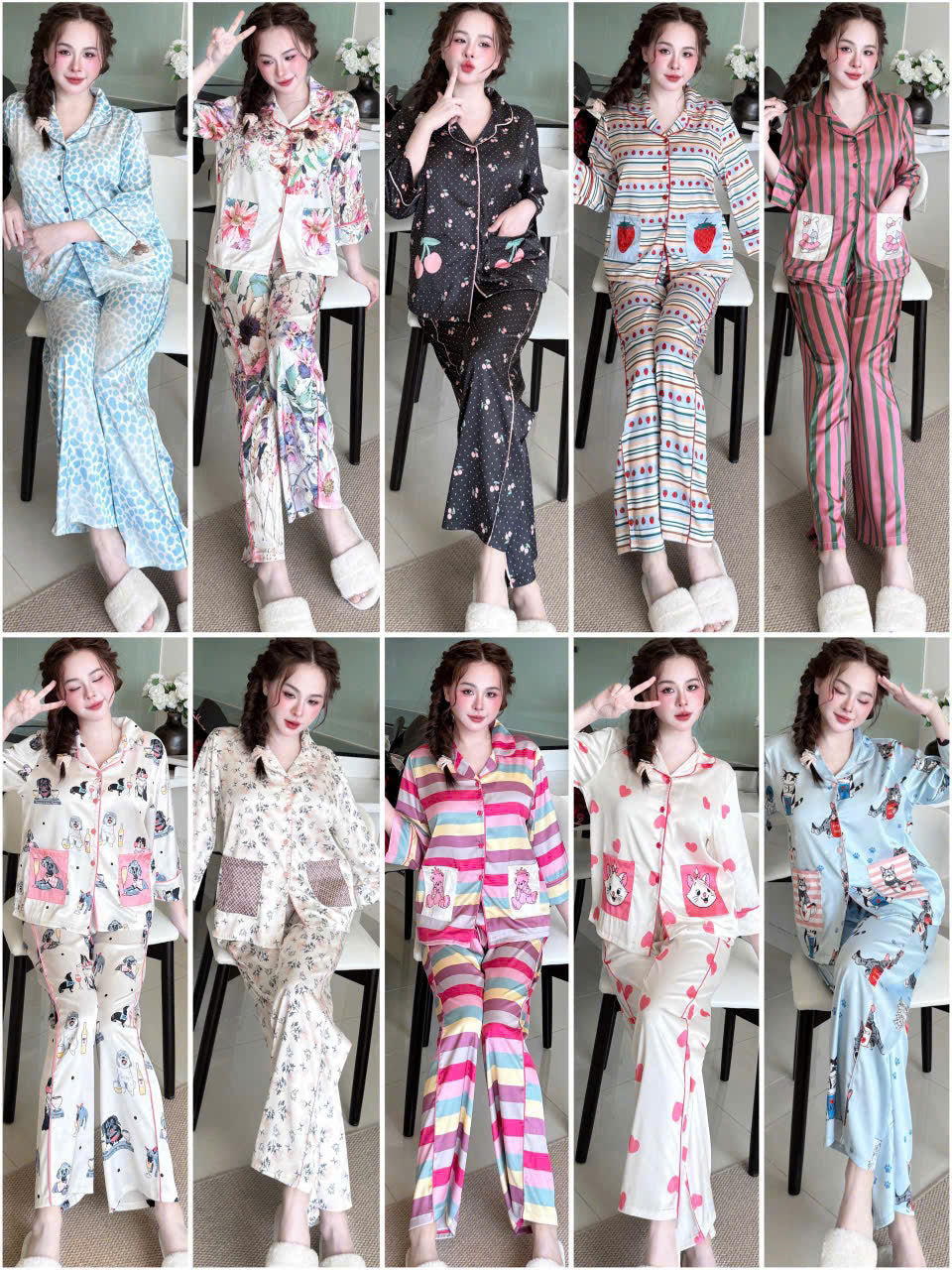 Bộ sưu tập pijama cao cấp áo tay ngắn quần dài latin