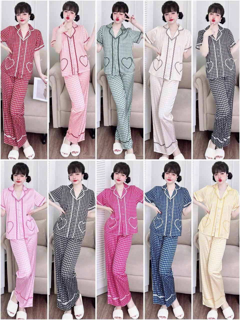 Bộ sưu tập pijama cao cấp áo tay ngắn quần dài latin