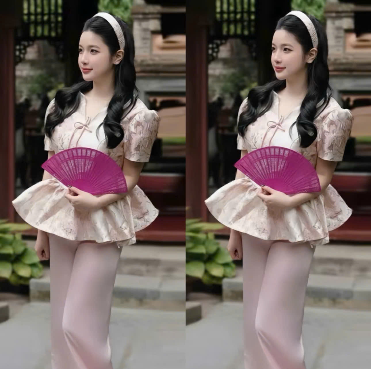 Áo dài xinh du xuân và set đồ áo cách tân cổ trụ tay ngắn quần dài