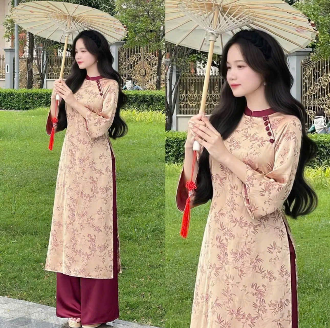 BST áo dài form suông tay lửng cổ đứng và cổ tròn thiết kế riêng biệt
