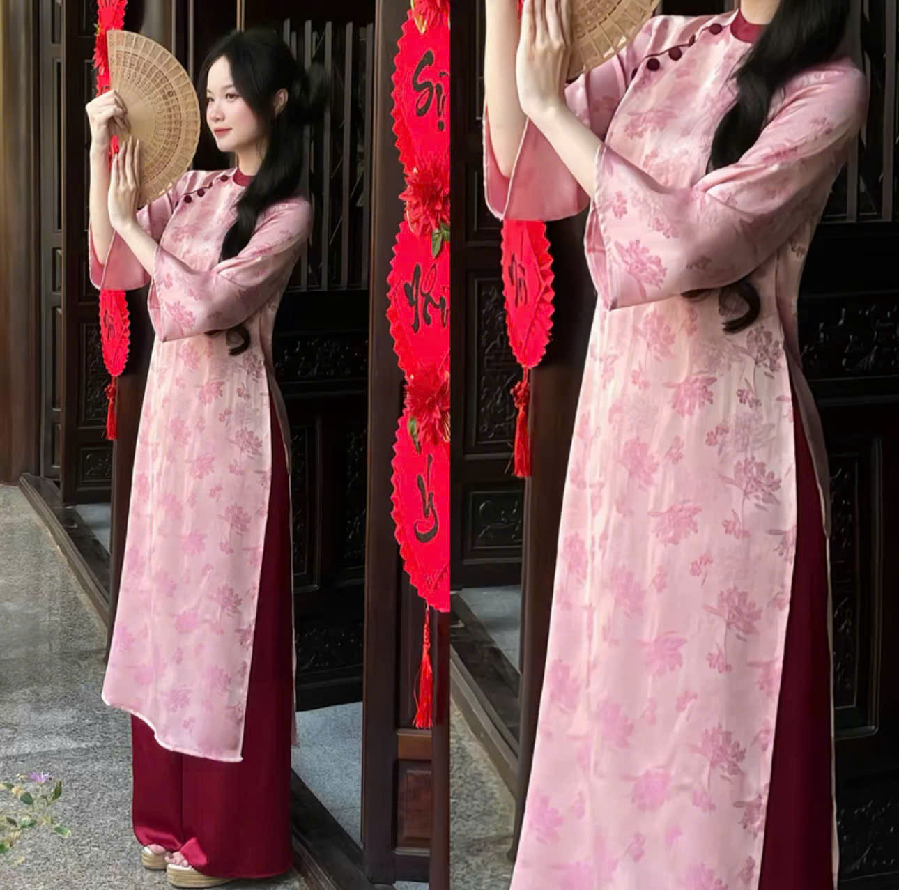 BST áo dài form suông tay lửng cổ đứng và cổ tròn thiết kế riêng biệt