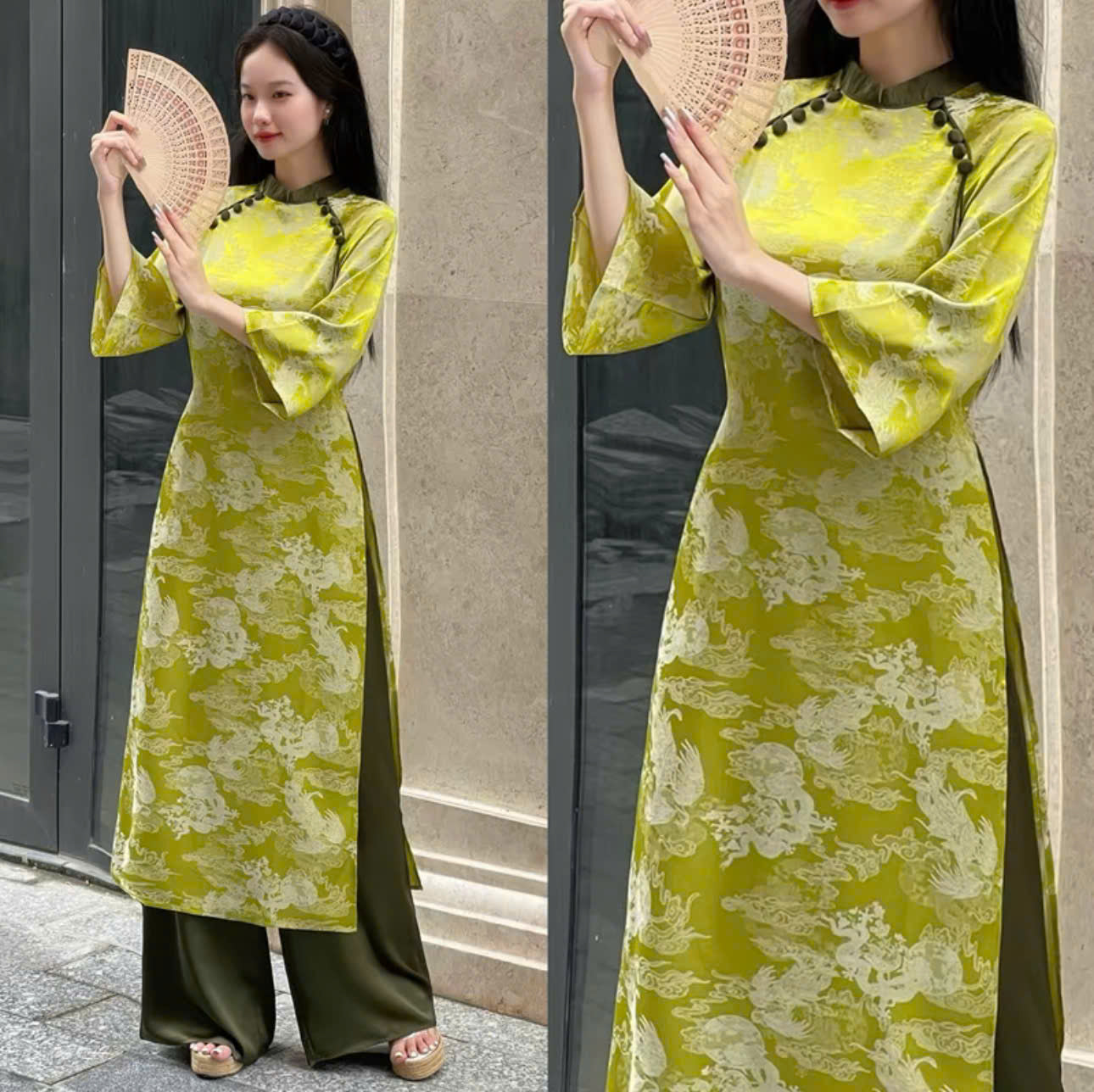 BST áo dài form suông tay lửng cổ đứng và cổ tròn thiết kế riêng biệt