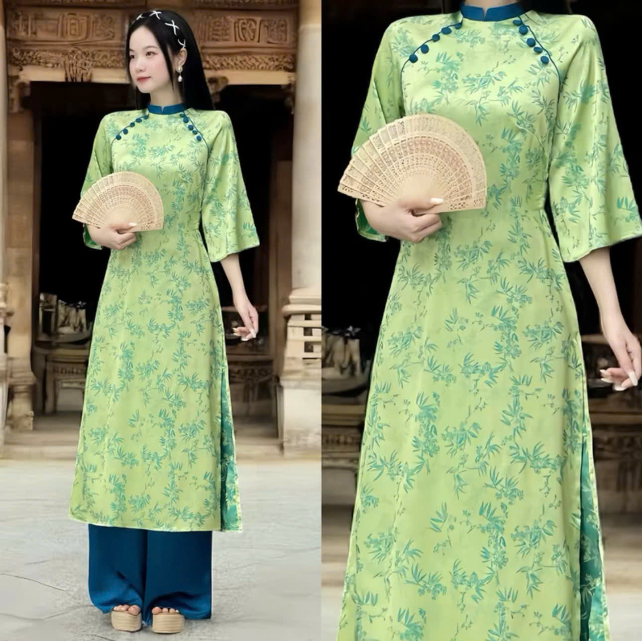 BST áo dài form suông tay lửng cổ đứng và cổ tròn thiết kế riêng biệt