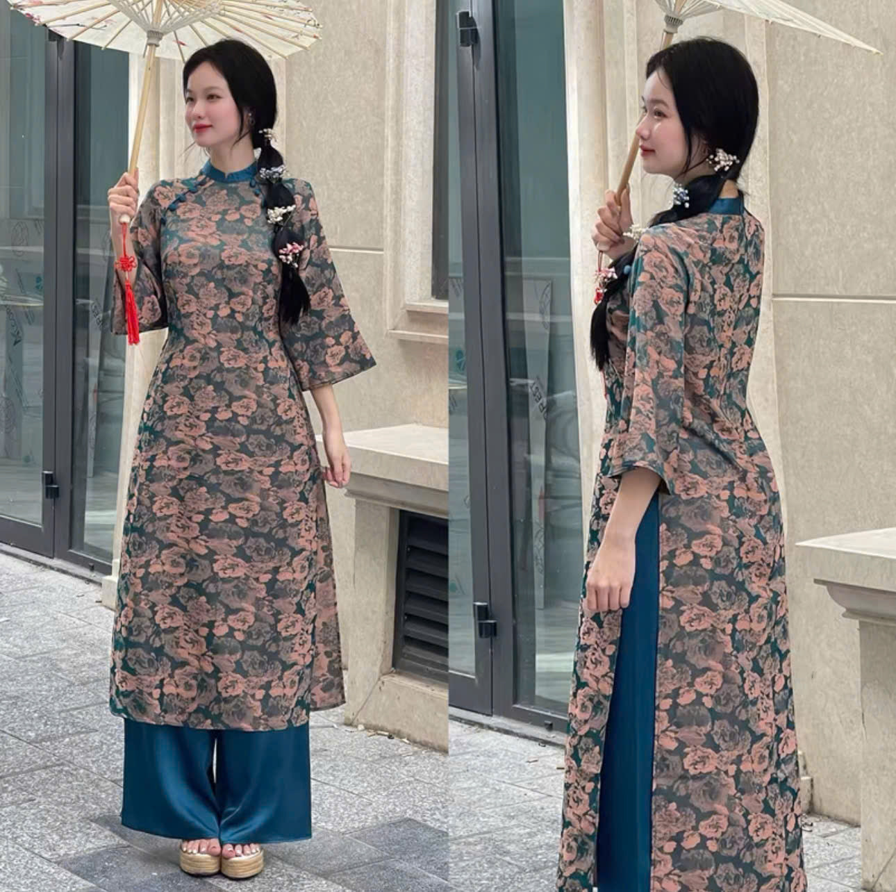 BST áo dài form suông tay lửng cổ đứng và cổ tròn thiết kế riêng biệt