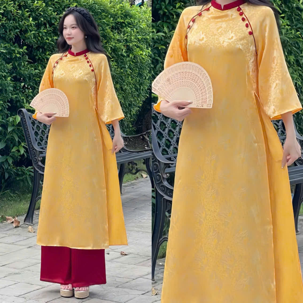 BST áo dài form suông tay lửng cổ đứng và cổ tròn thiết kế riêng biệt