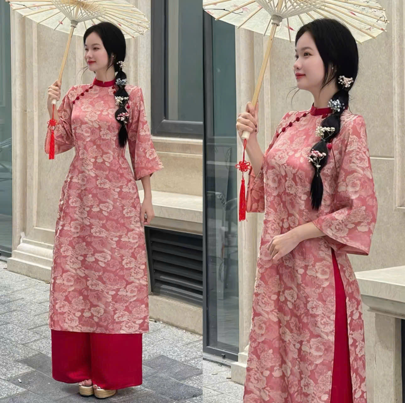 Tổng hợp các mẫu áo dài nữ form suông cho Tết Bính Ngọ