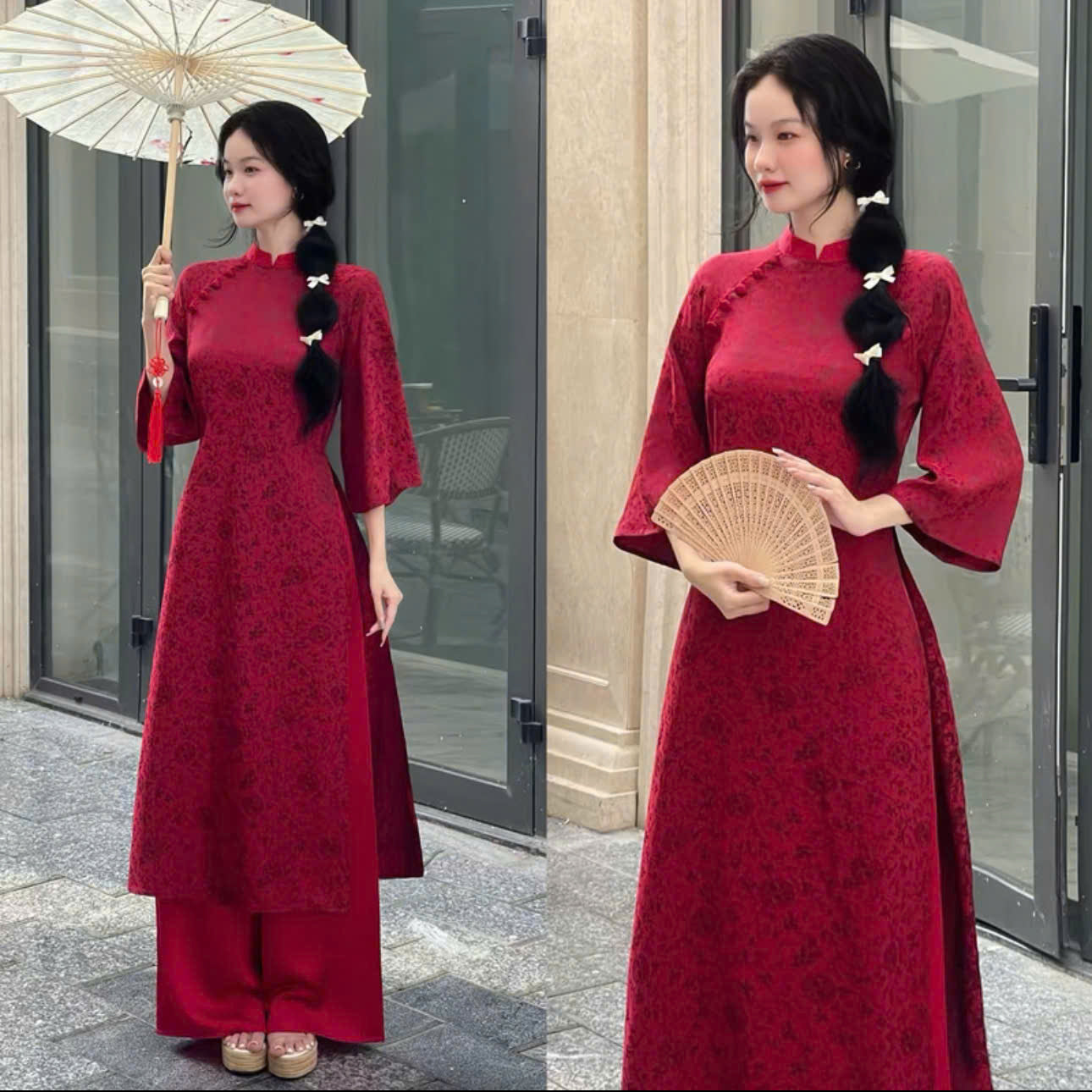 Tổng hợp các mẫu áo dài nữ form suông cho Tết Bính Ngọ