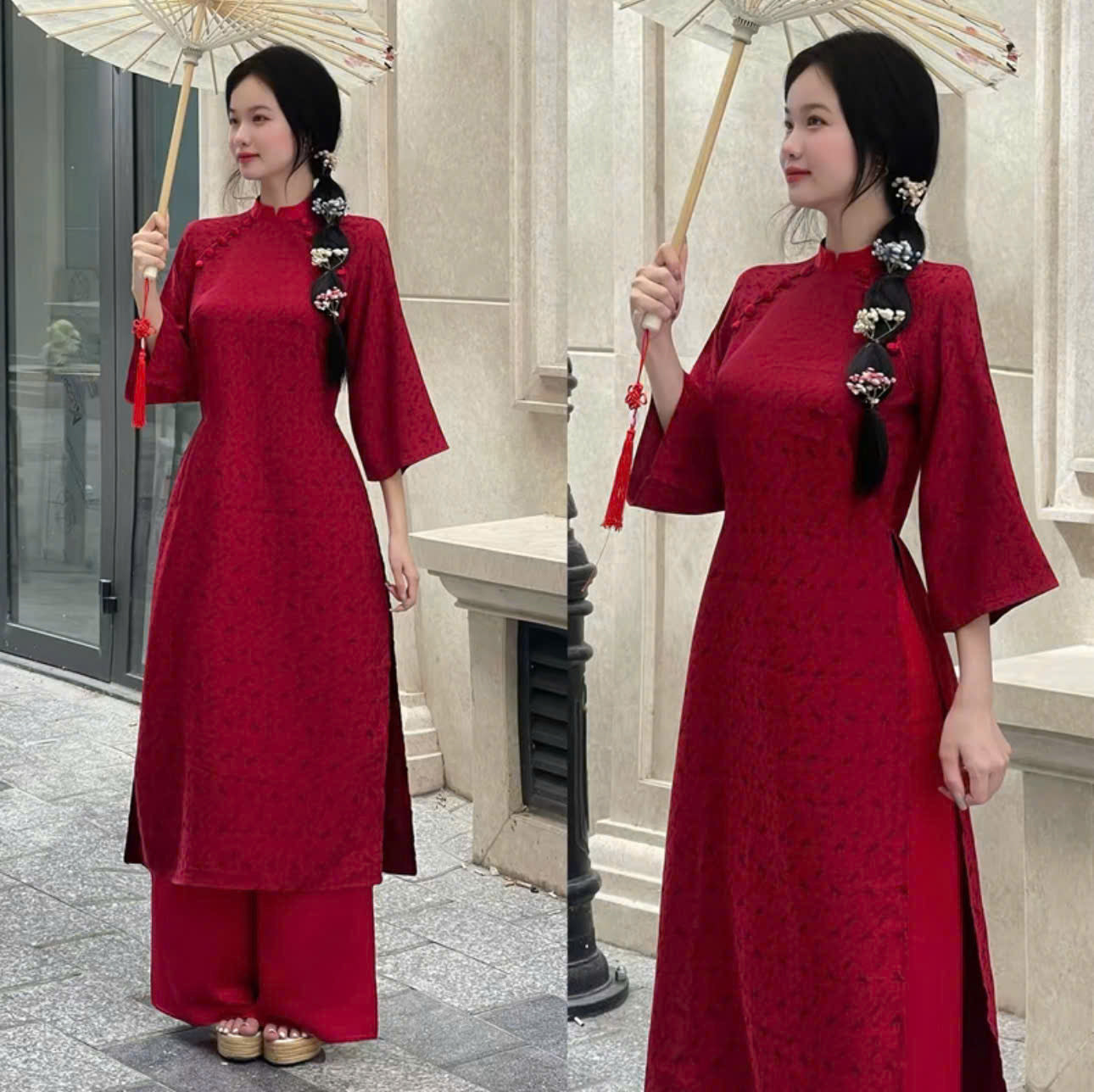 Tổng hợp các mẫu áo dài nữ form suông cho Tết Bính Ngọ