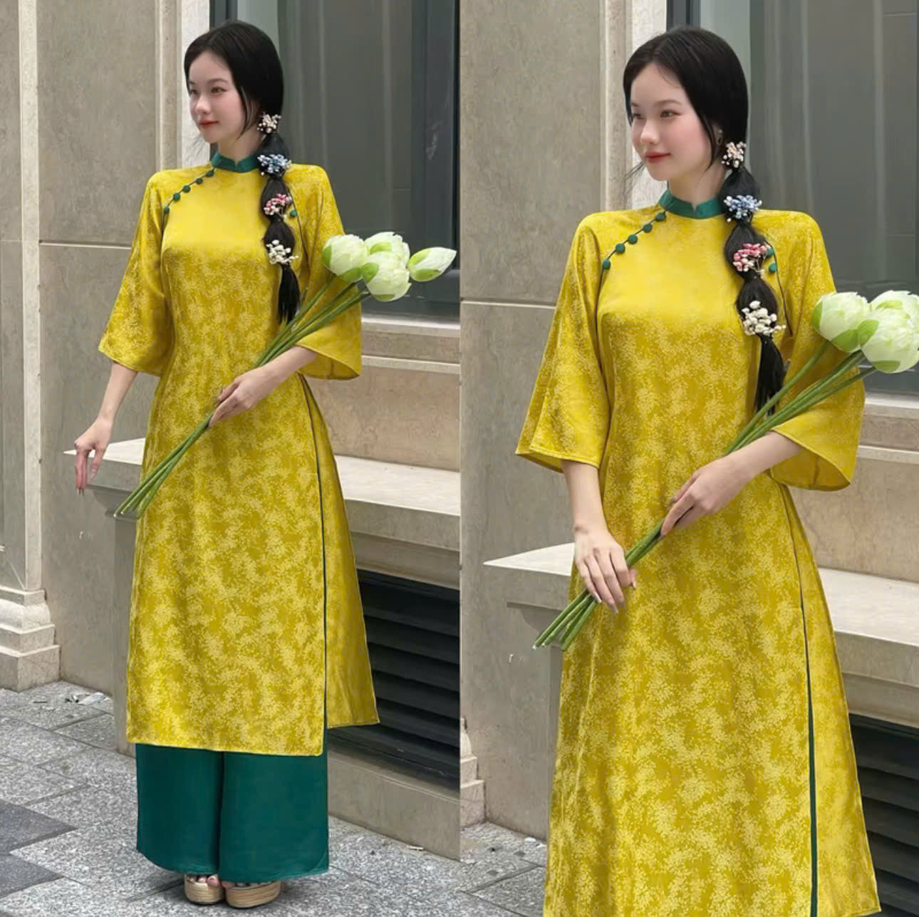 Tổng hợp các mẫu áo dài nữ form suông cho Tết Bính Ngọ