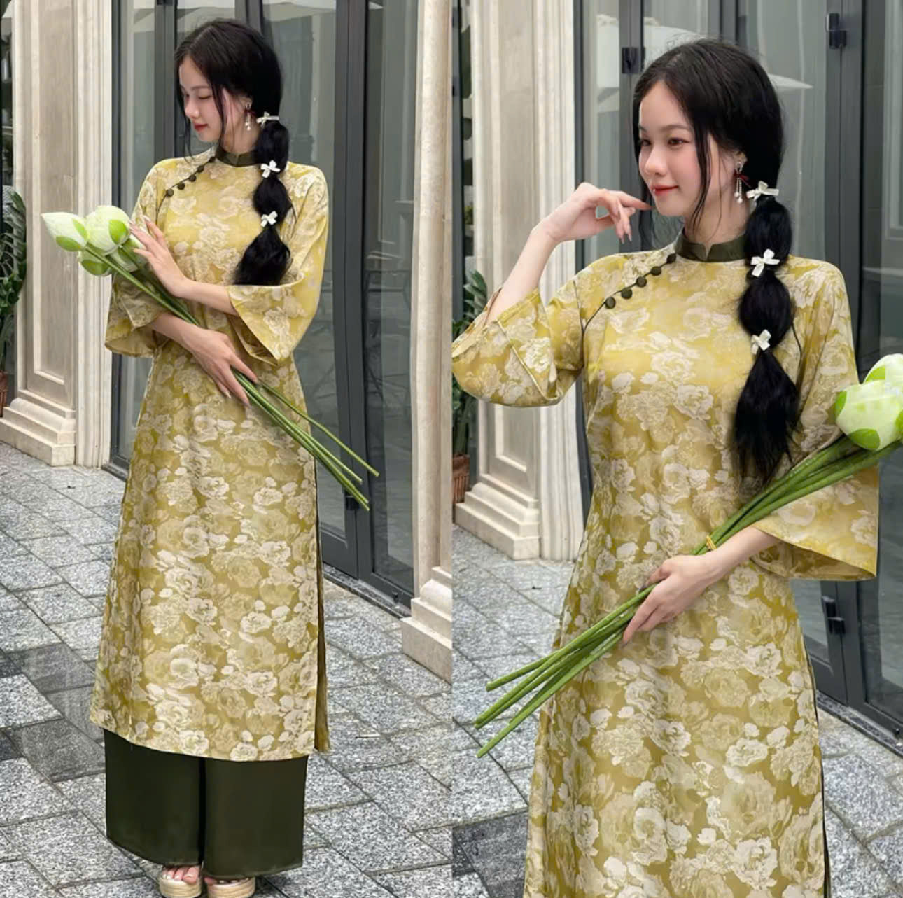 Tổng hợp các mẫu áo dài nữ form suông cho Tết Bính Ngọ