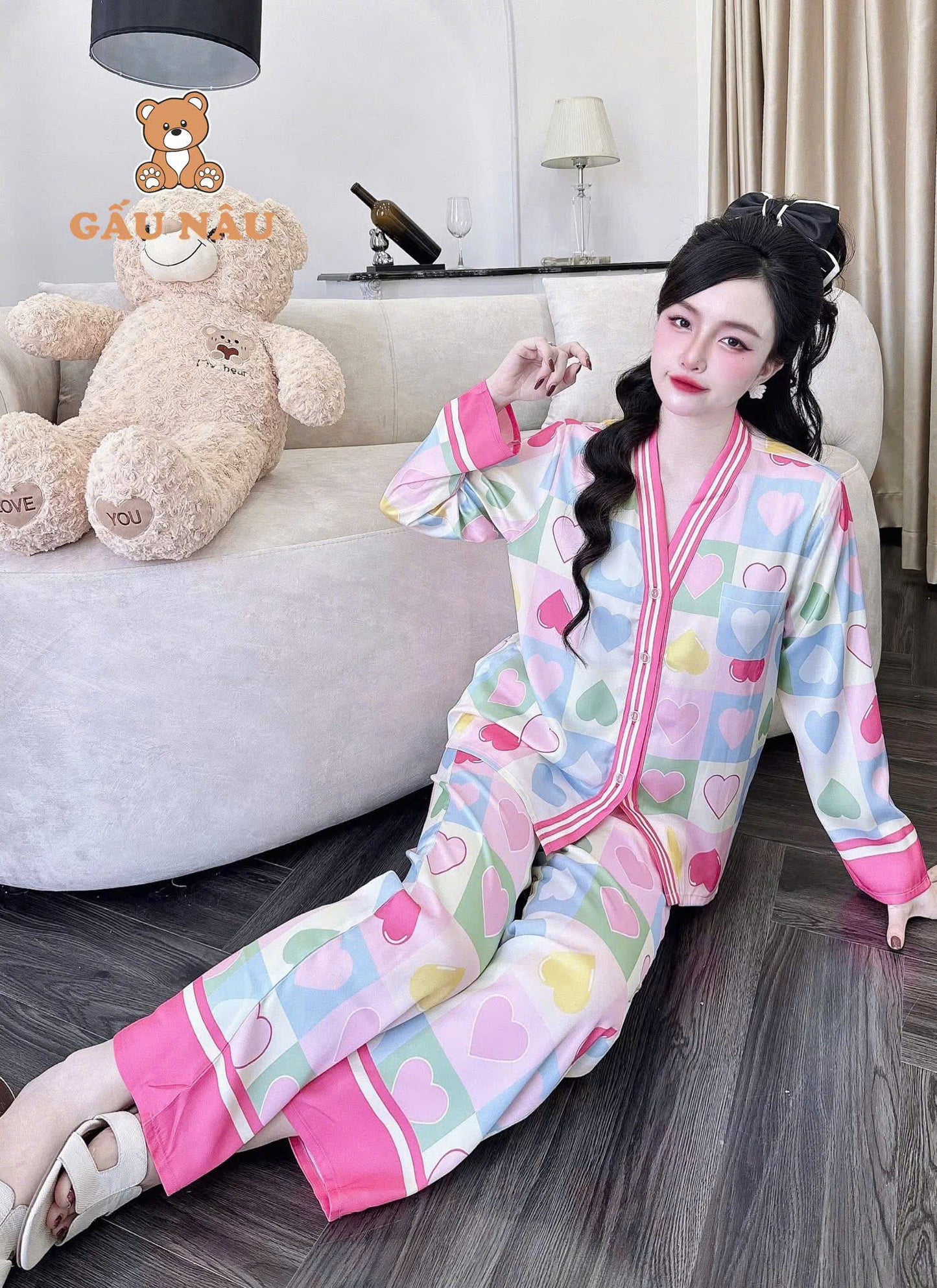 Tổng hợp mẫu đồ ngủ quần dài tay dài latin cao cấp cổ y