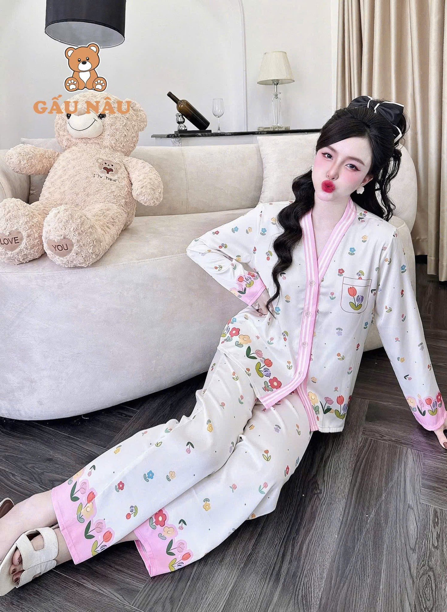 Tổng hợp mẫu đồ ngủ quần dài tay dài latin cao cấp cổ y