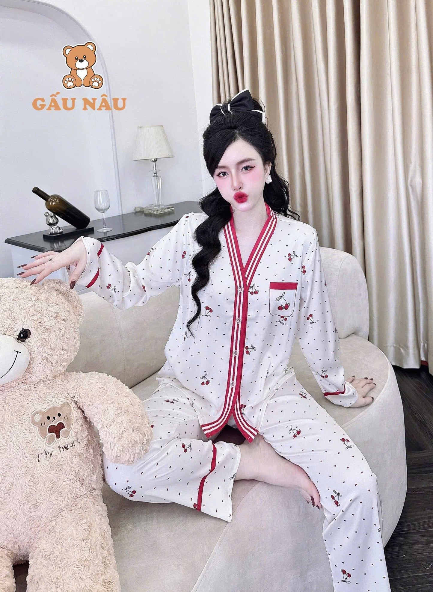 Tổng hợp mẫu đồ ngủ quần dài tay dài latin cao cấp cổ y