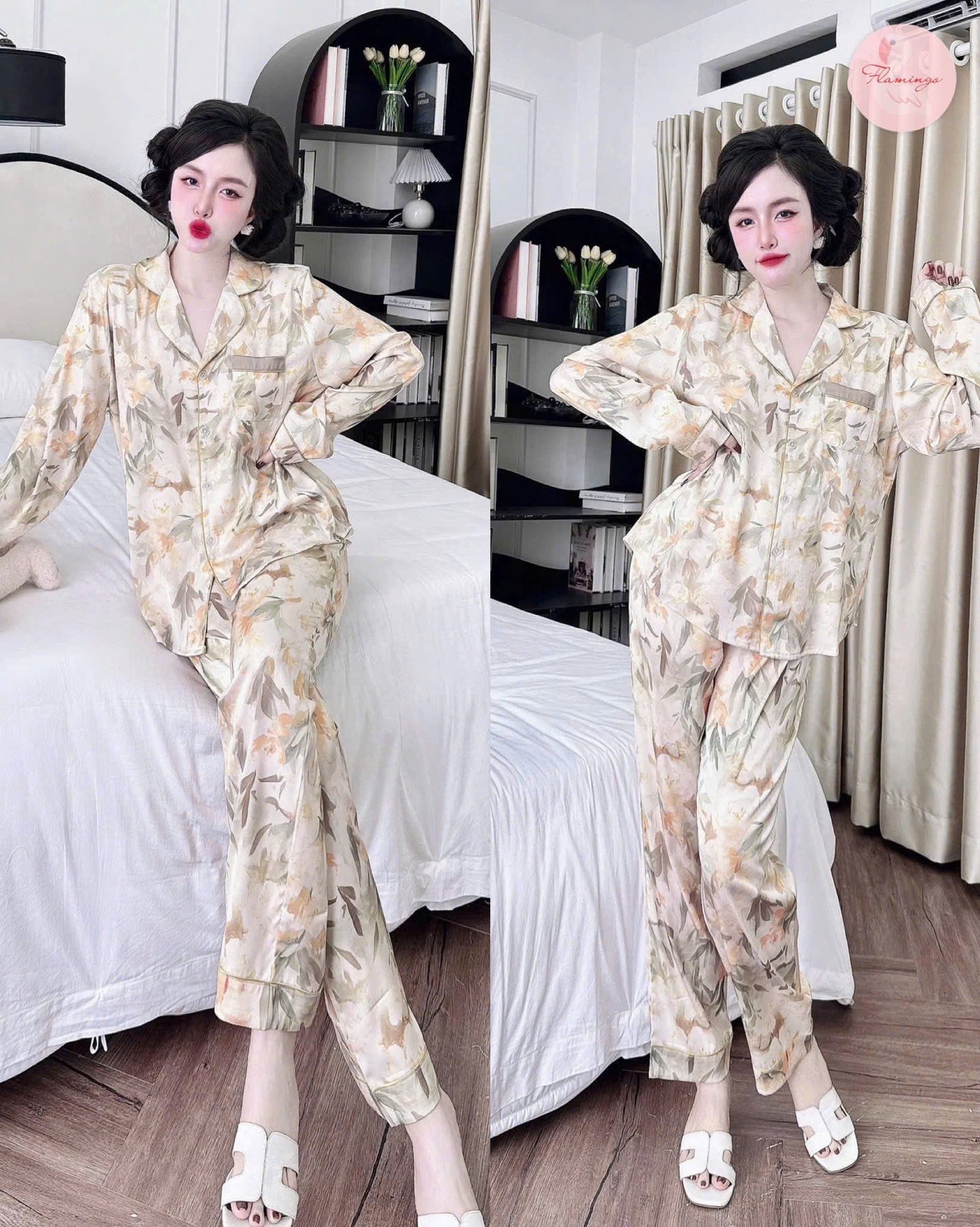Bộ ngủ mới TDQD Flamingo hoạ tiết hoa tết