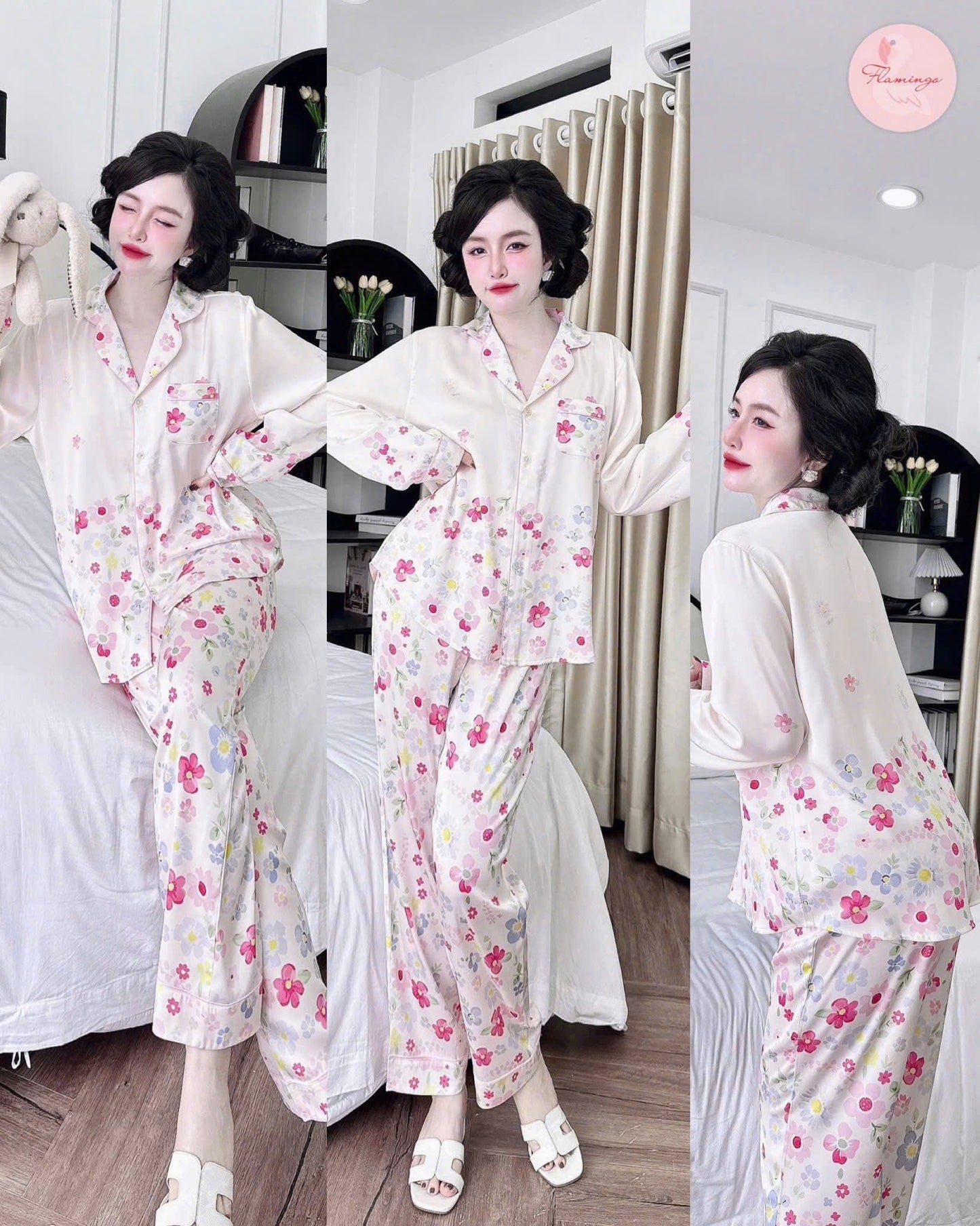 Bộ ngủ mới TDQD Flamingo hoạ tiết hoa tết