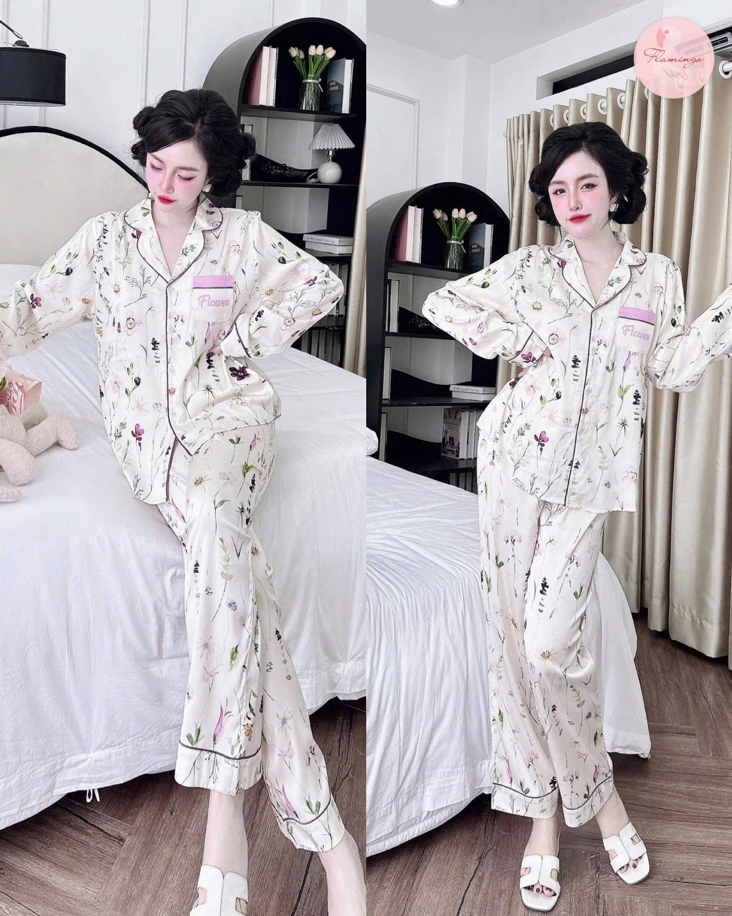 Bộ ngủ mới TDQD Flamingo hoạ tiết hoa tết
