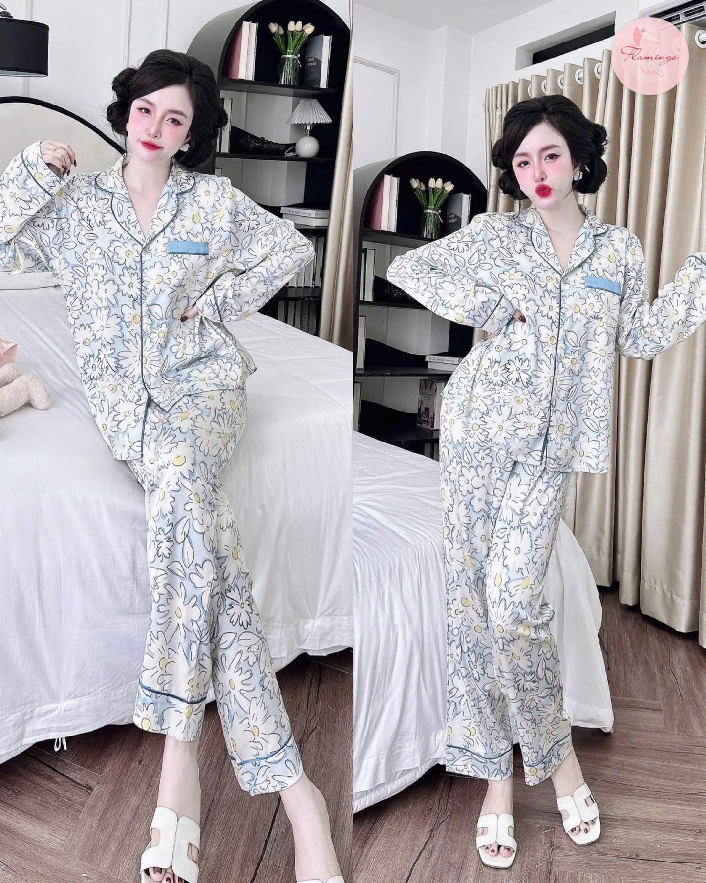 Bộ ngủ mới TDQD Flamingo hoạ tiết hoa tết