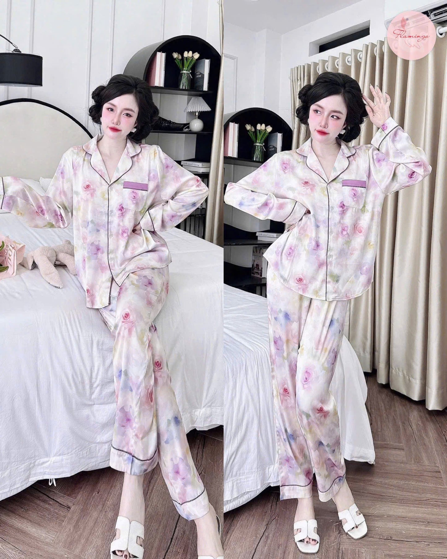 Bộ ngủ mới TDQD Flamingo hoạ tiết hoa tết