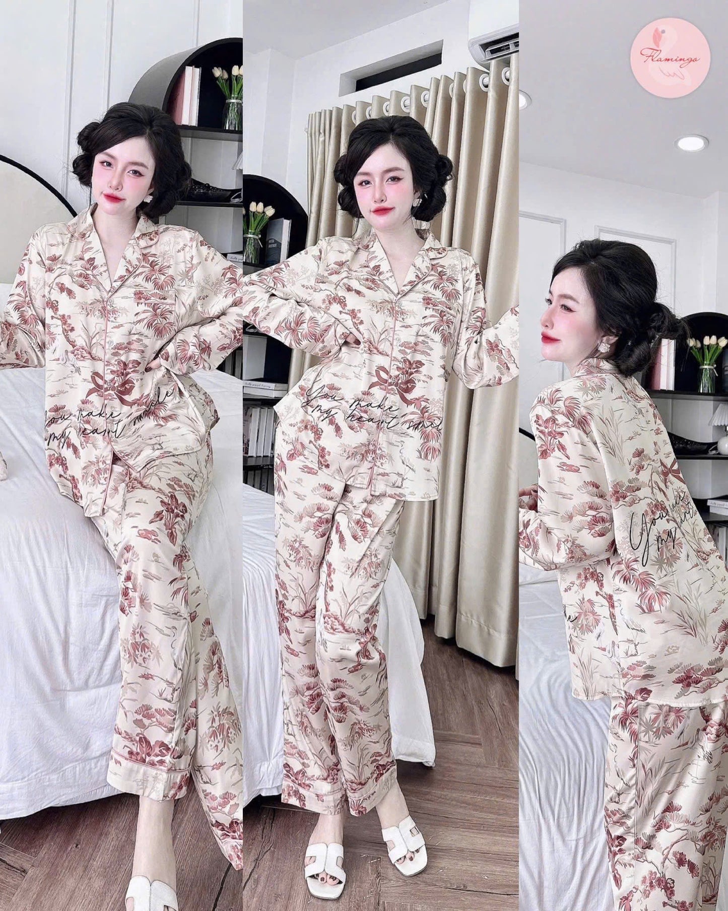 Bộ ngủ mới TDQD Flamingo hoạ tiết hoa tết