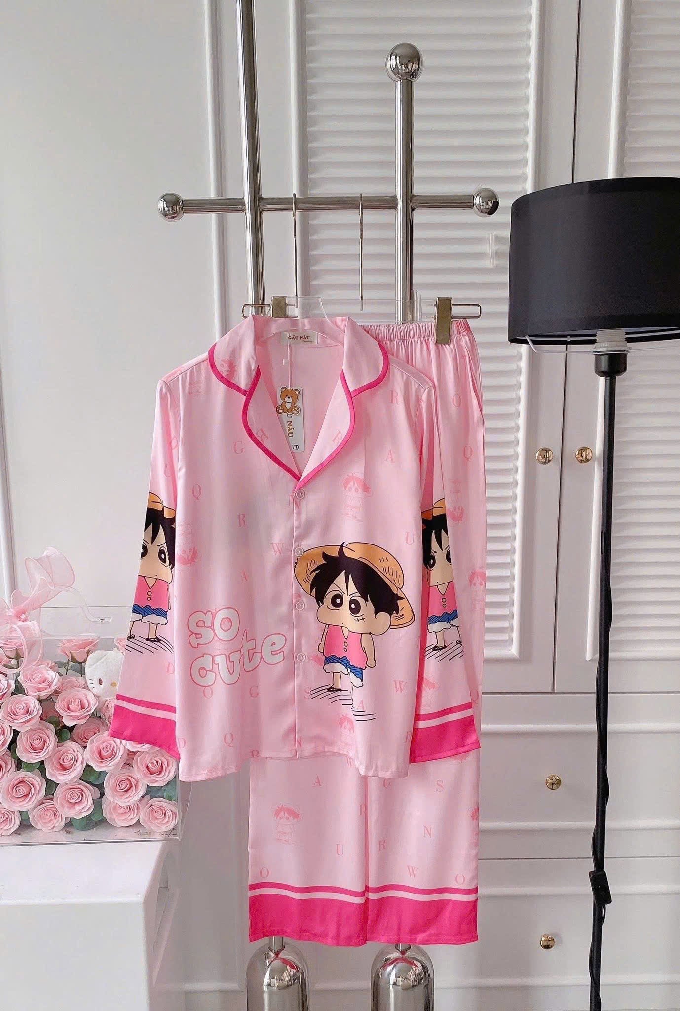 Bộ ngủ mới tay dài teddy latin form truyền thống