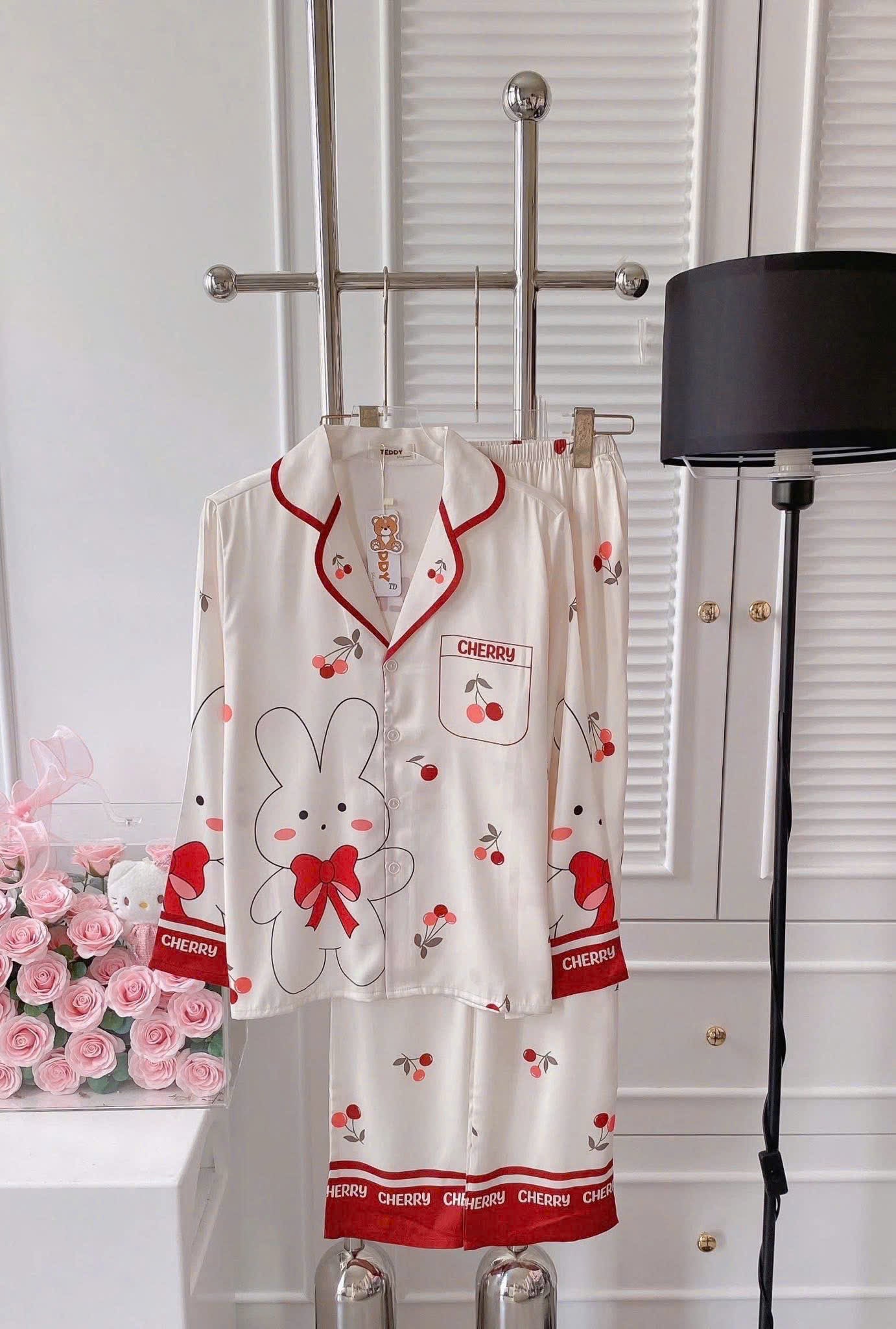 Bộ ngủ mới tay dài teddy latin form truyền thống