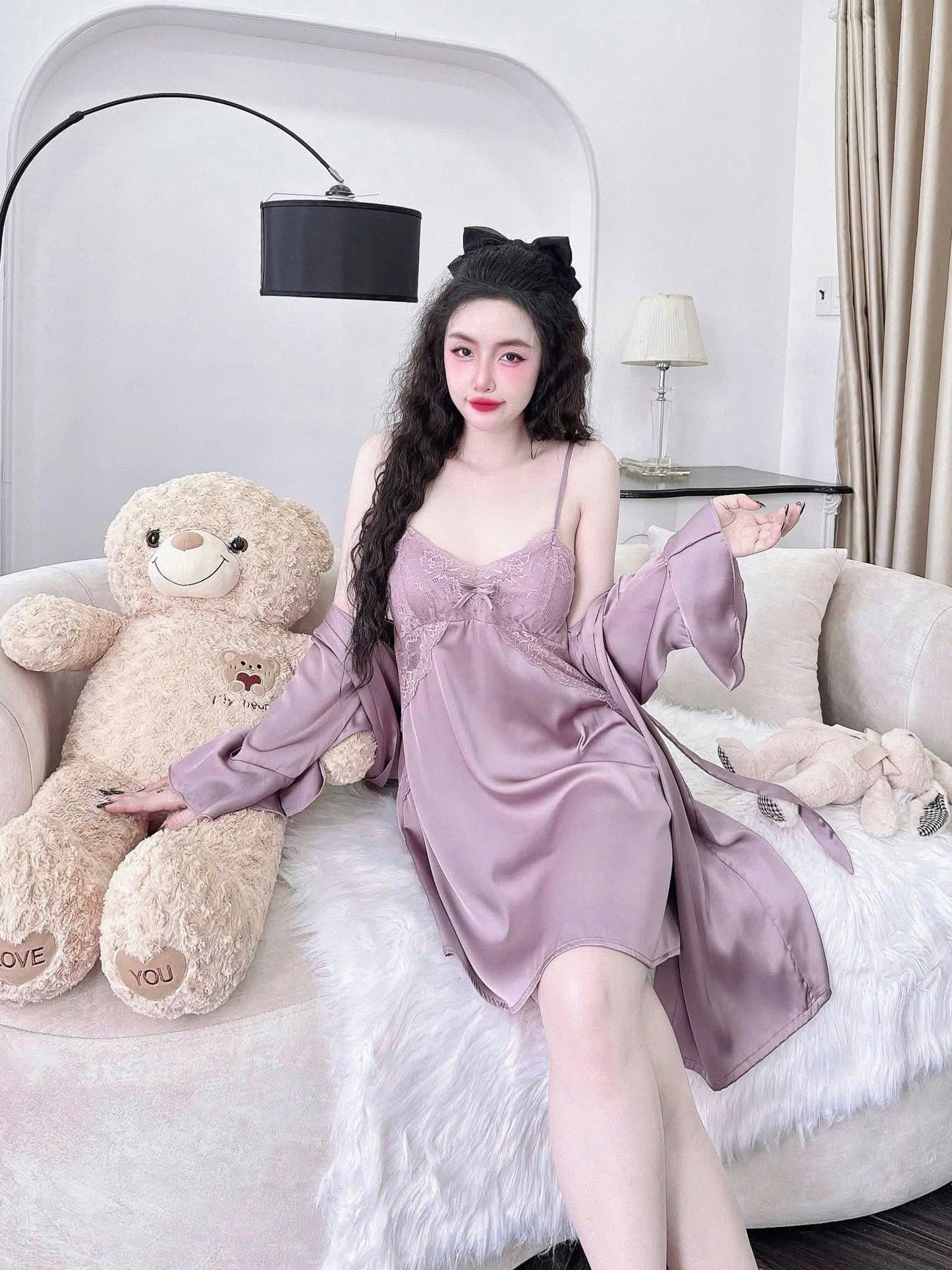 Set ngủ 4 món siêu sexy chất vải latin