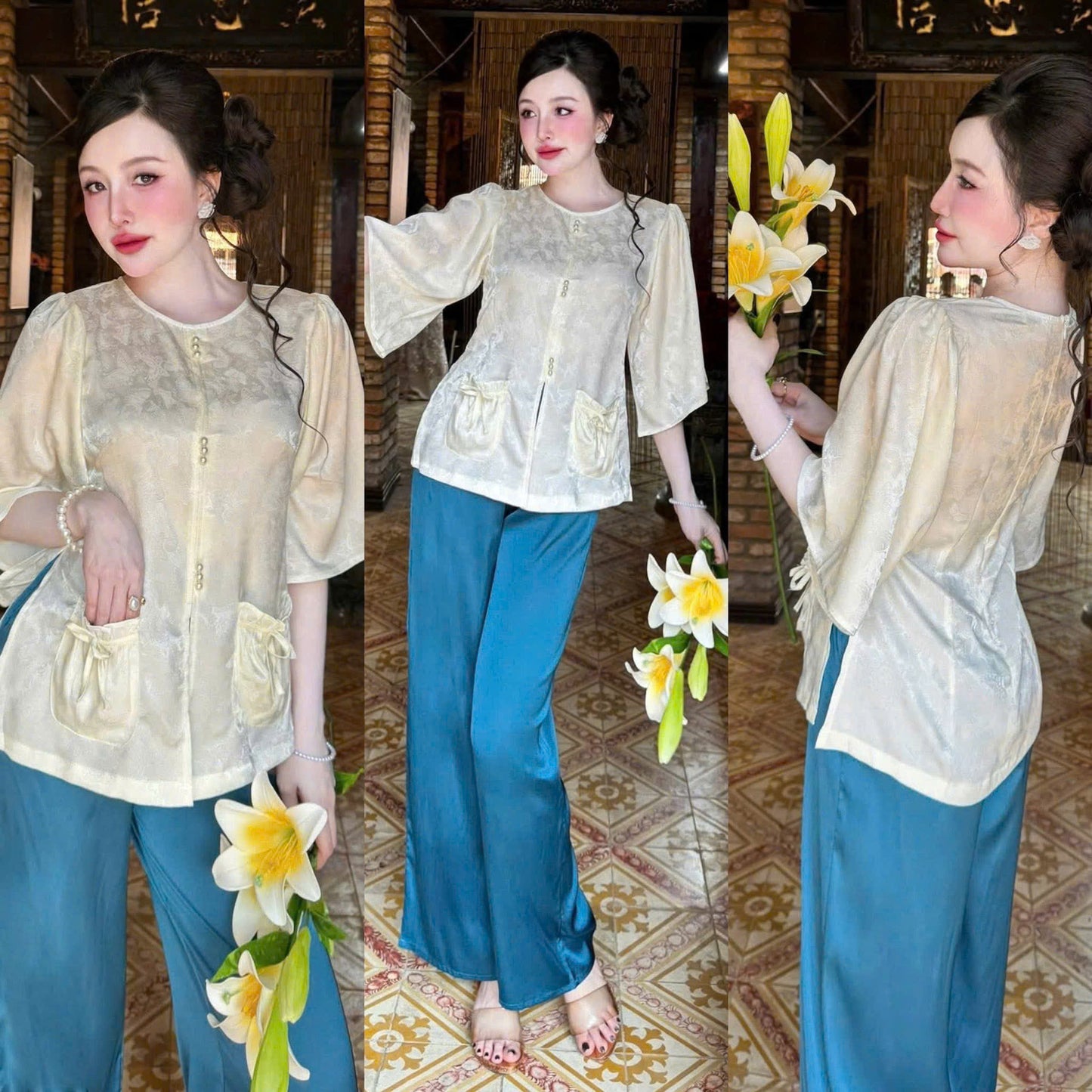Set đồ lam túi tiền bunny