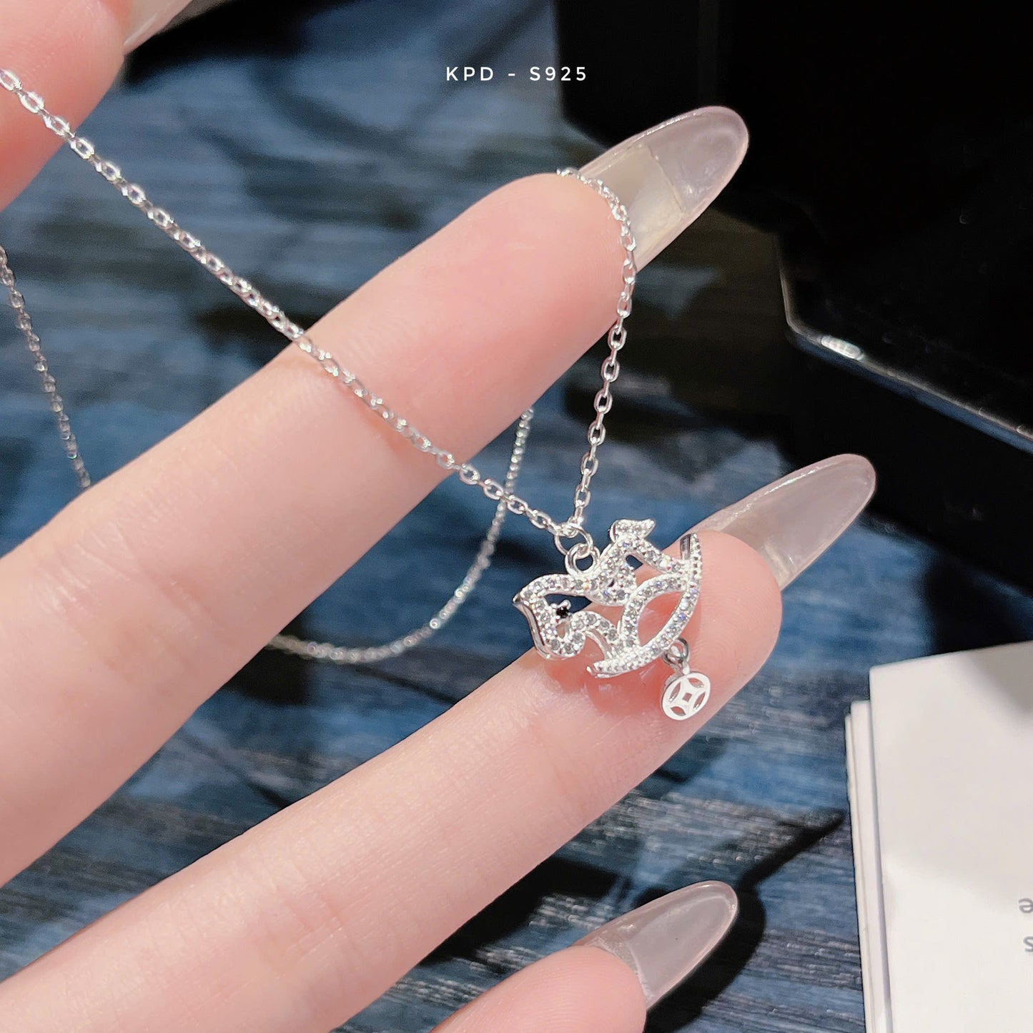 Dây chuyền bạc mặt nơ, bướm và ngựa cute