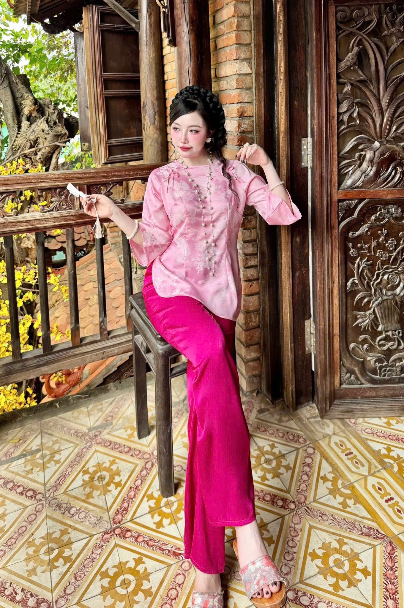 Đồ lam gấm trơn vải xịn tay lỡ