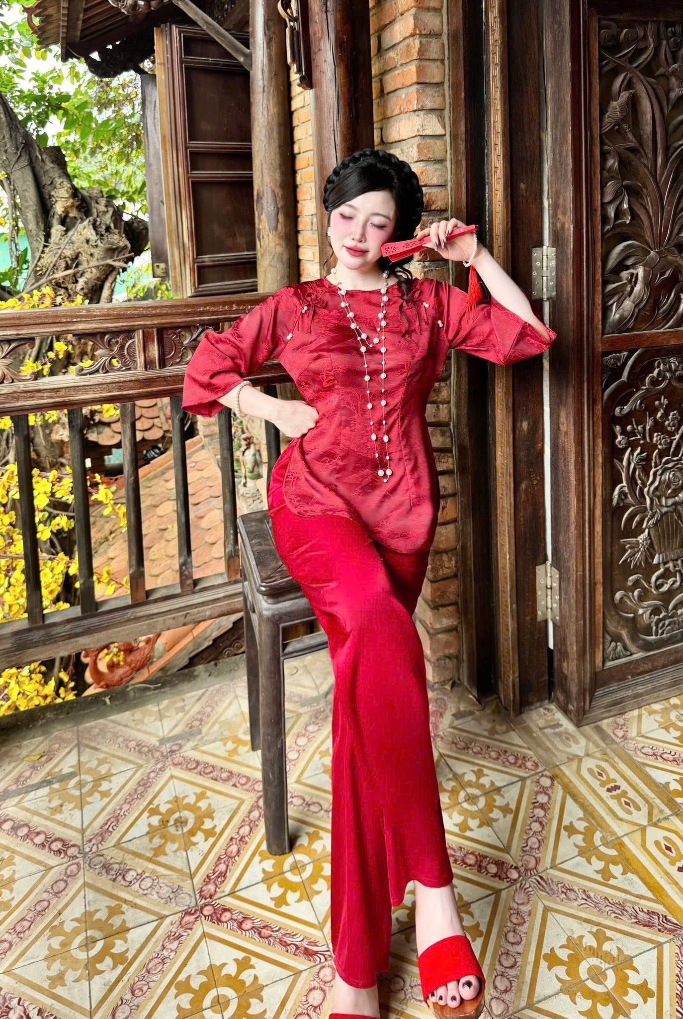 Đồ lam gấm trơn vải xịn tay lỡ