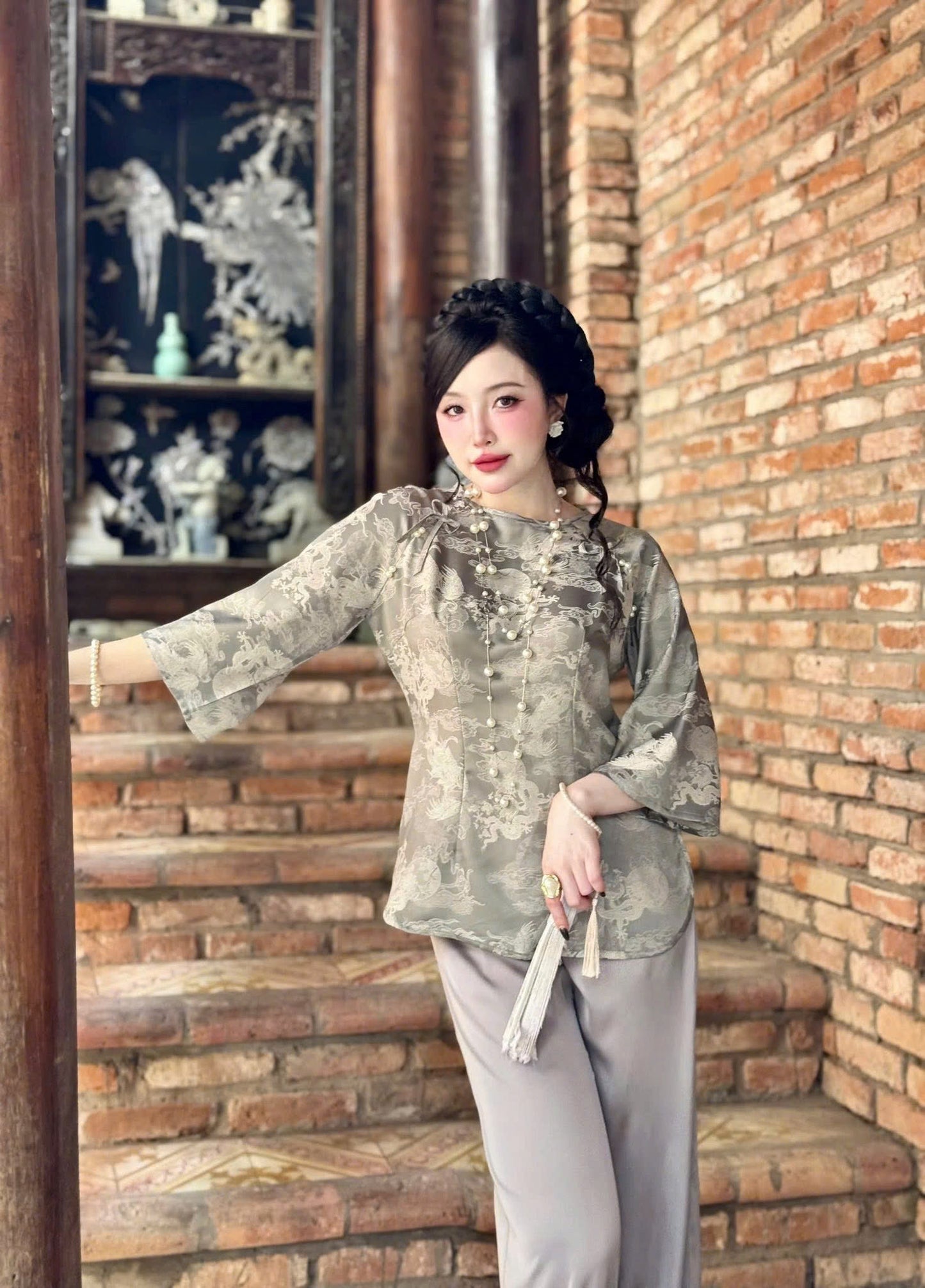 Đồ lam gấm trơn vải xịn tay lỡ