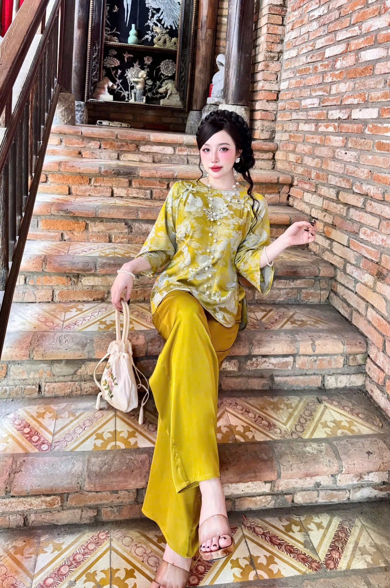Đồ lam gấm trơn vải xịn tay lỡ