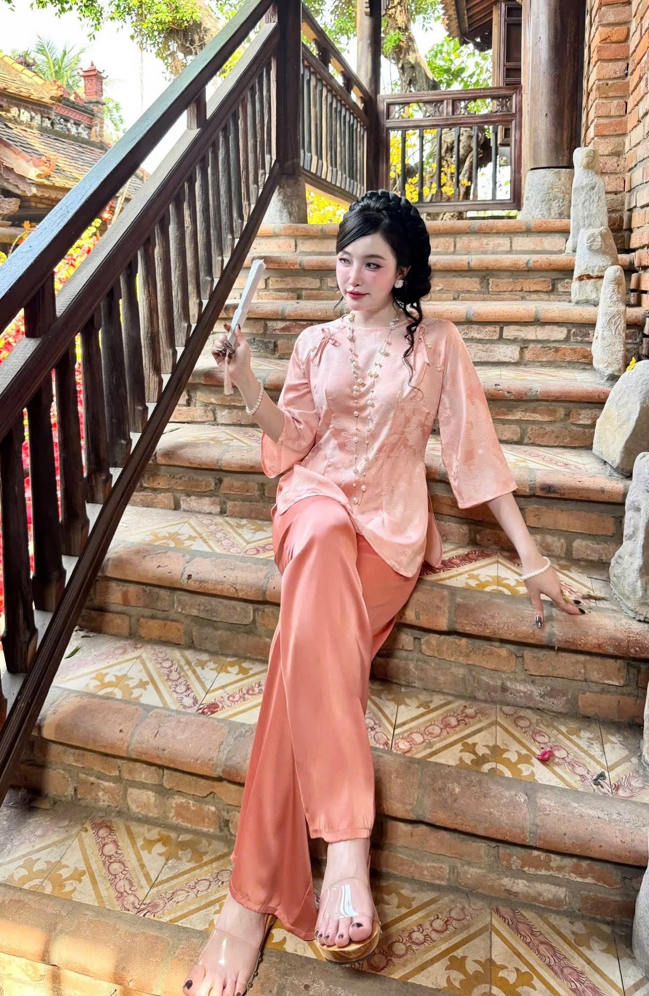 Đồ lam gấm trơn vải xịn tay lỡ