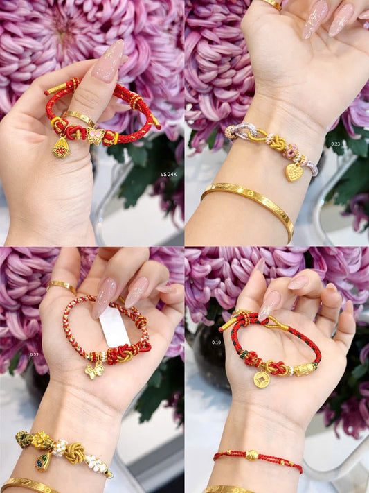 Charm vàng chỉ đỏ tết may mắn 24k