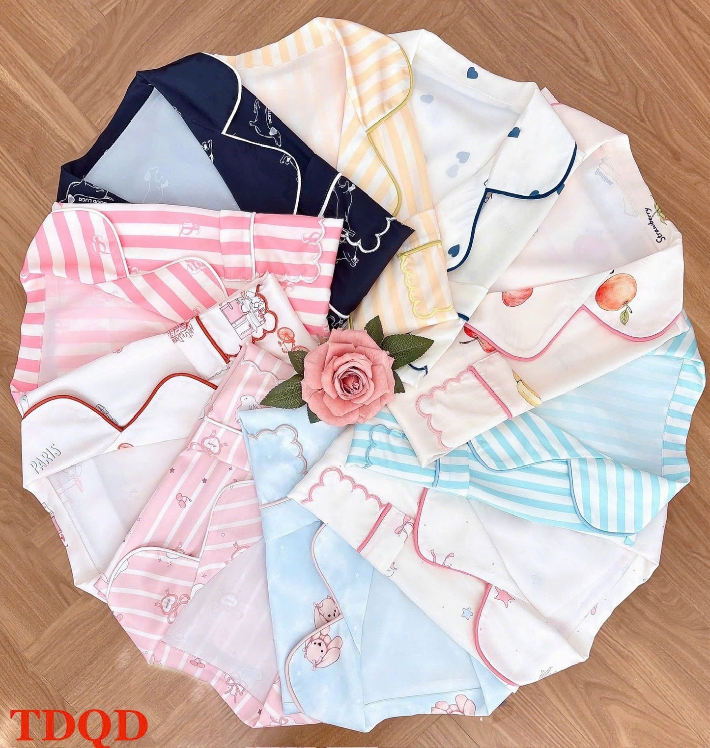Bộ ngủ TDQD full viền áo quần đều có túi