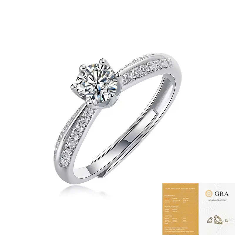 Nhẫn bạc mặt đá kim cương nhân tạo Moisanite