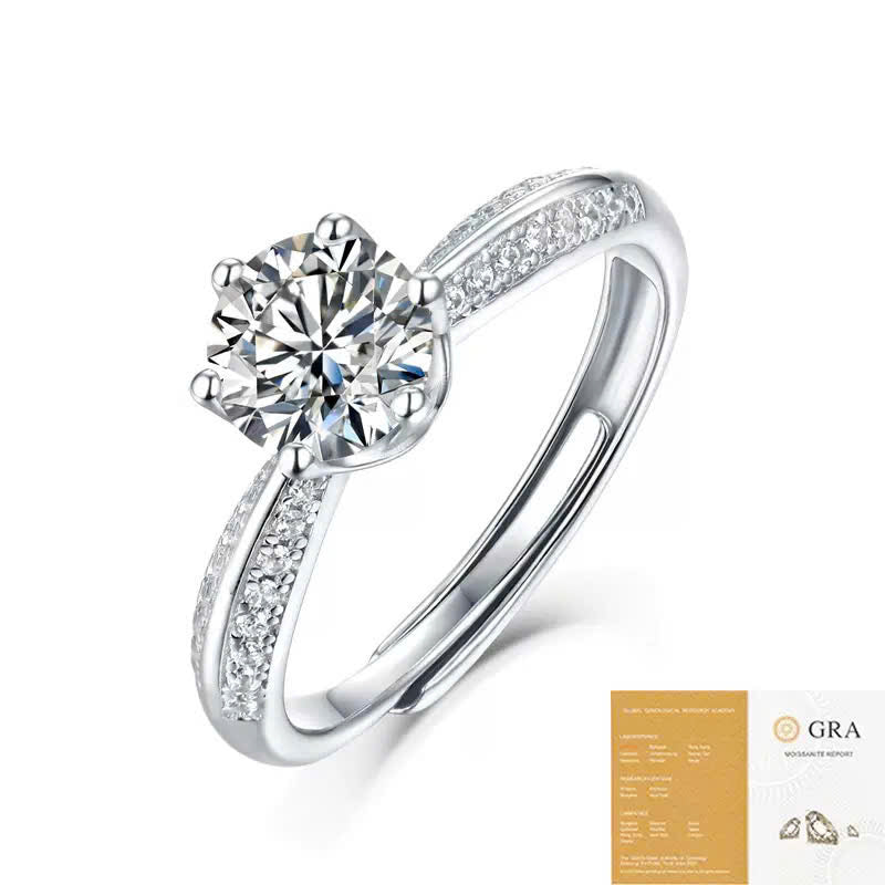 Nhẫn bạc mặt đá kim cương nhân tạo Moisanite