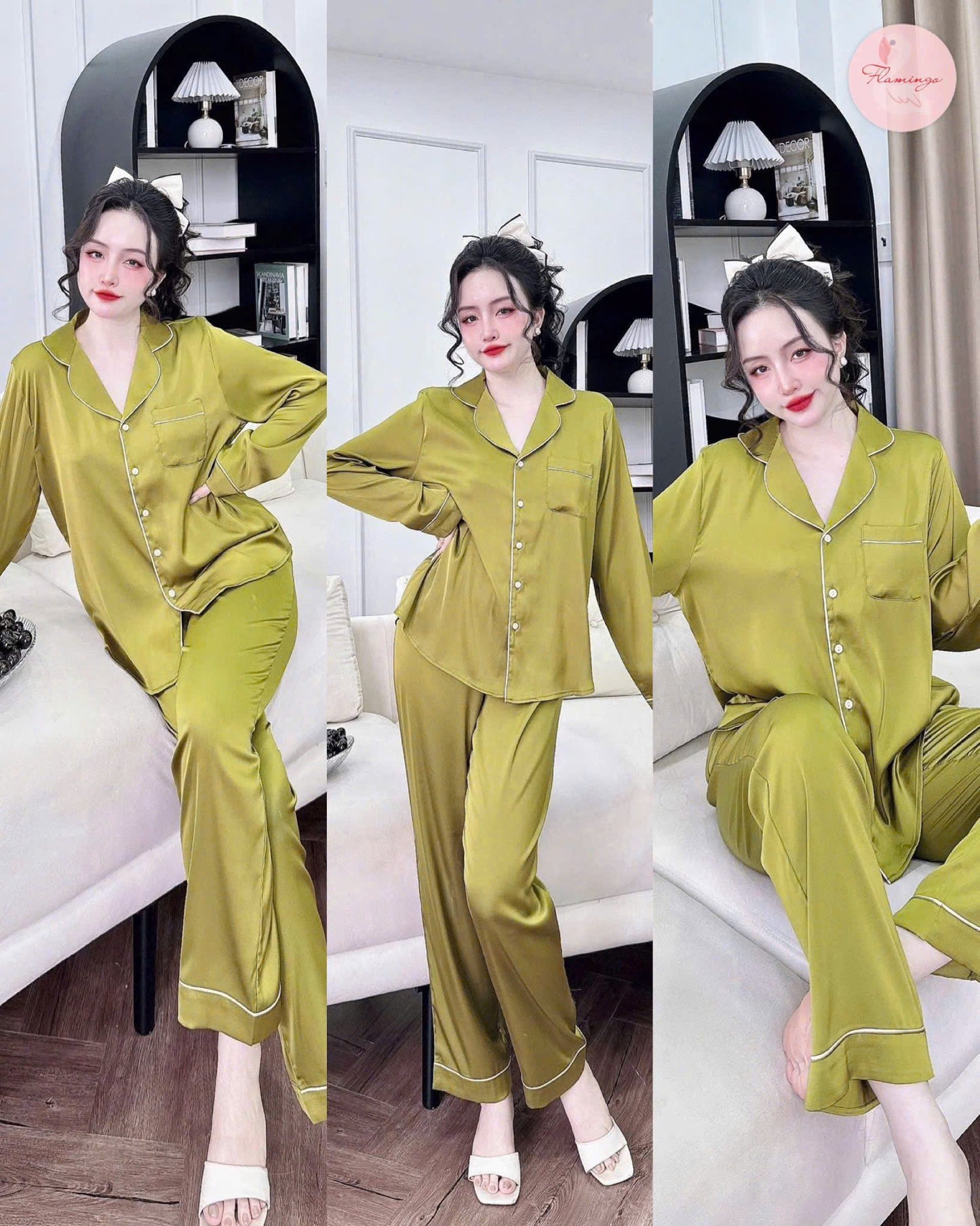 Bộ ngủ cao cấp lụa latin trơn