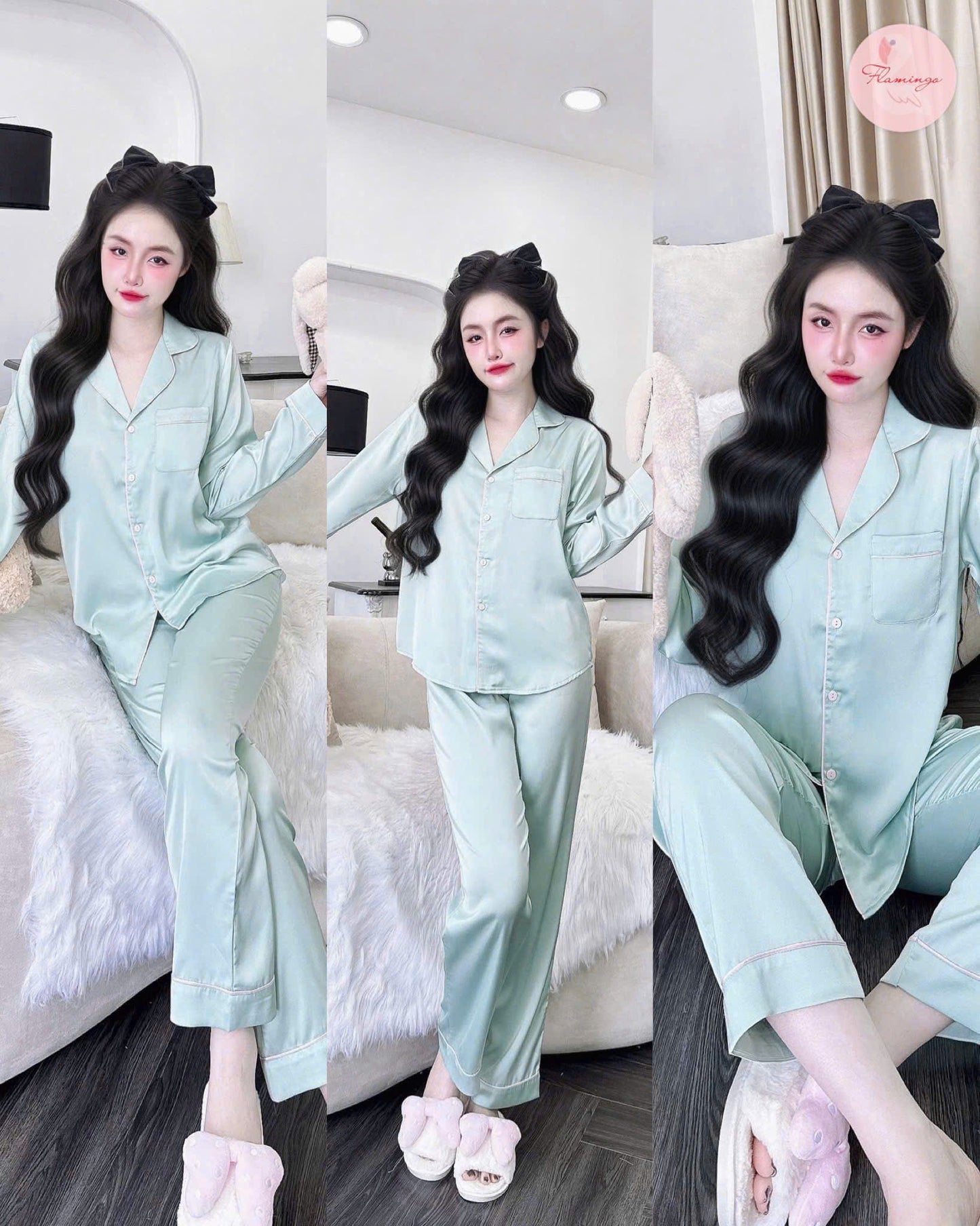 Bộ ngủ cao cấp lụa latin trơn