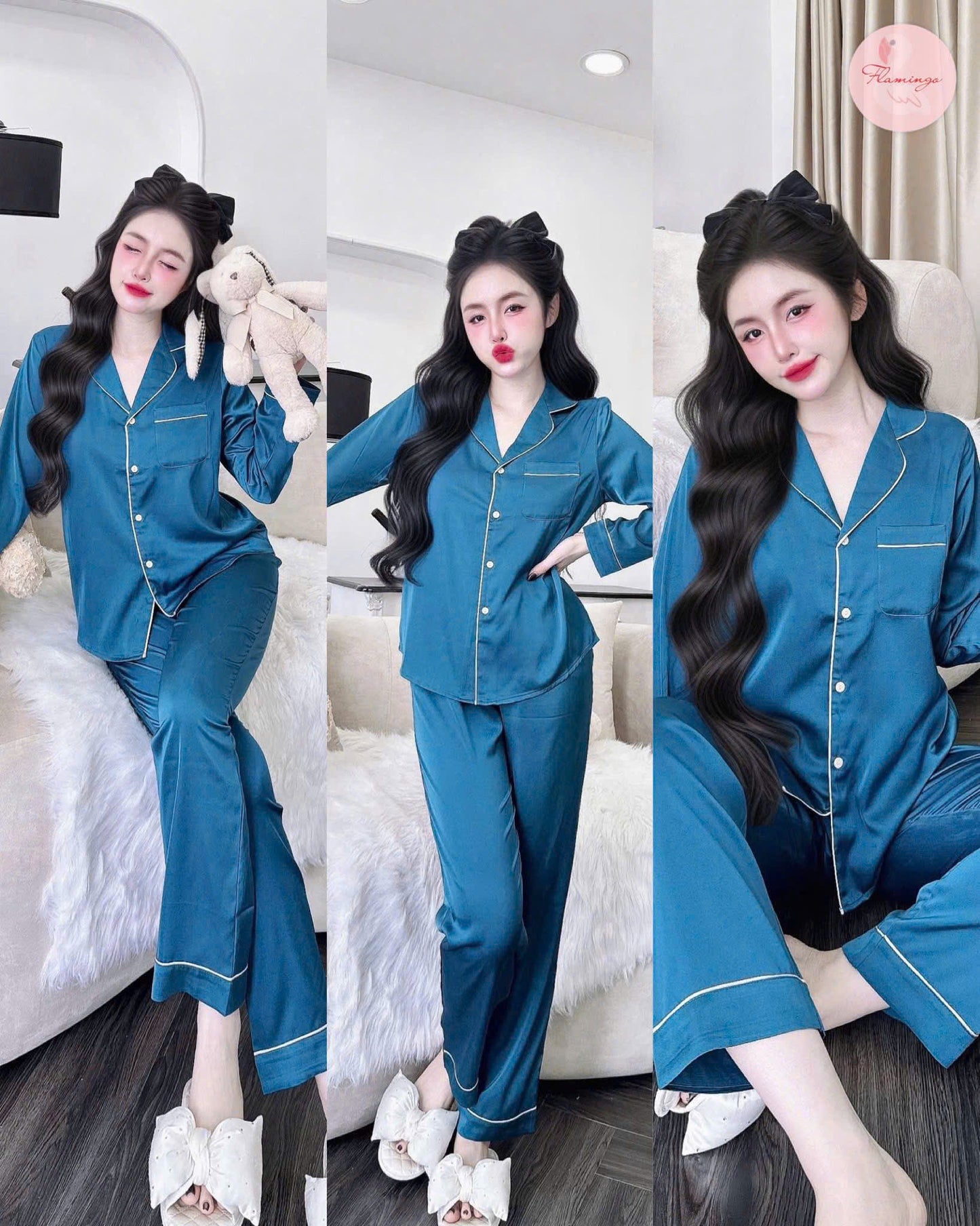 Bộ ngủ cao cấp lụa latin trơn